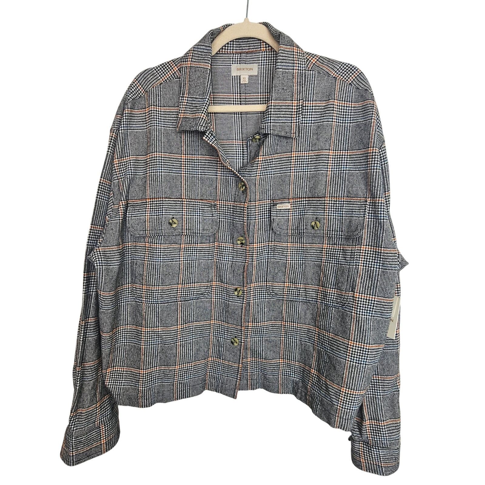 Brixton Brixton Womens Bowery Cropped Flannel Shacket Houndstooth XL Size XL / US 12-14 / IT 48-50 - 2 Thumbnail