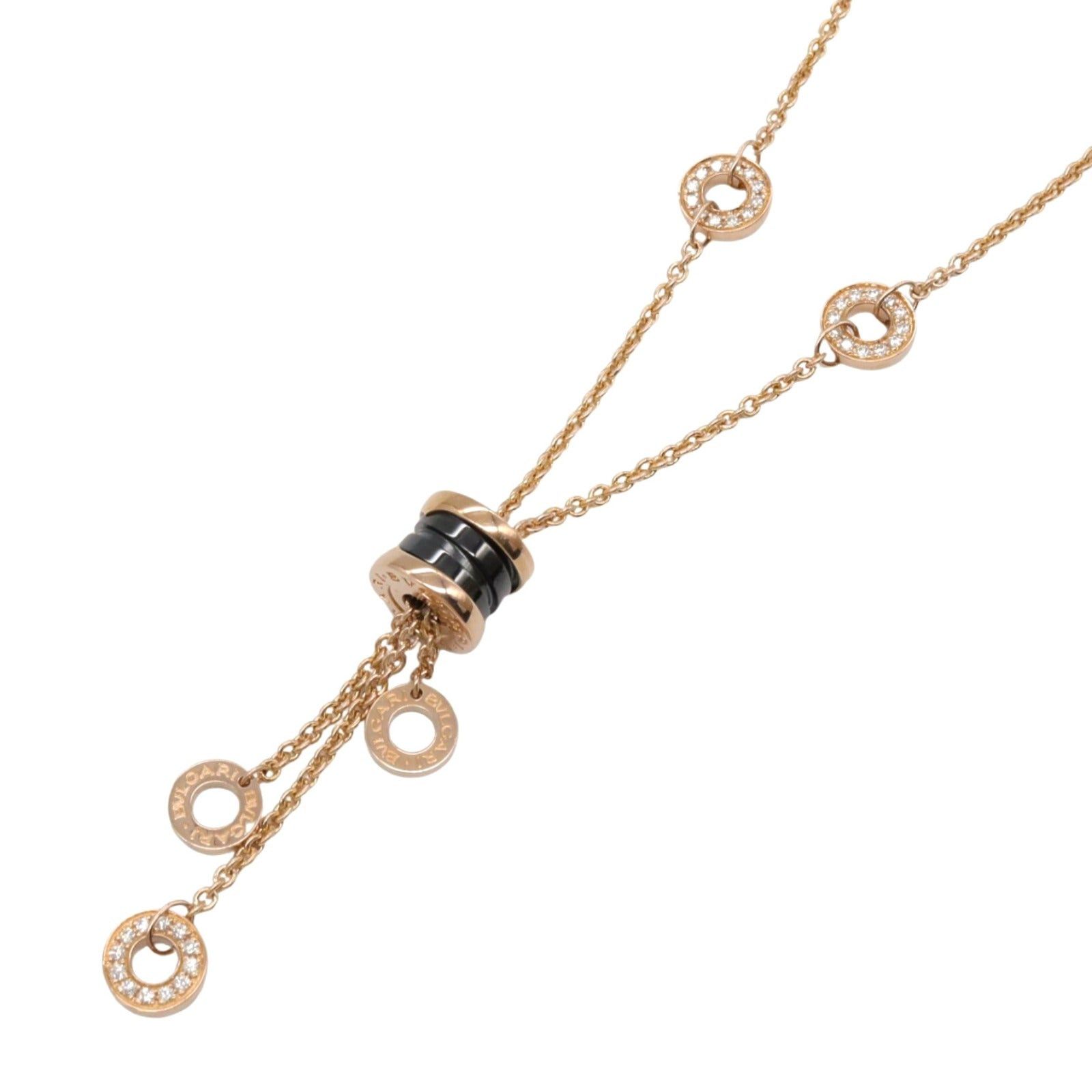 Bvlgari B Zero One Element Necklace Diamond Ceramic K18Pg (Pink Gold) Clear