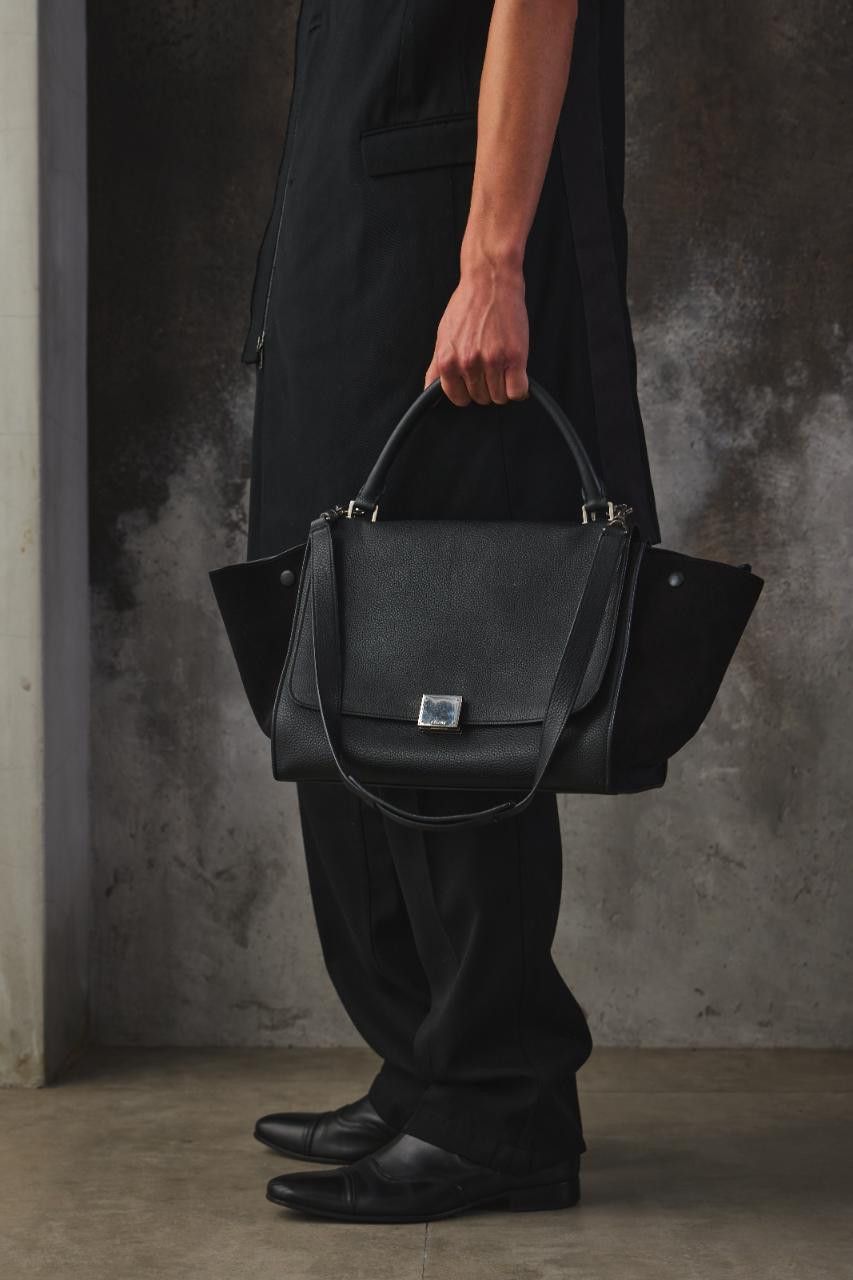 Celine Celine Trapeze Bag Black Leather and Velvet Trim Size ONE SIZE - 1 Thumbnail