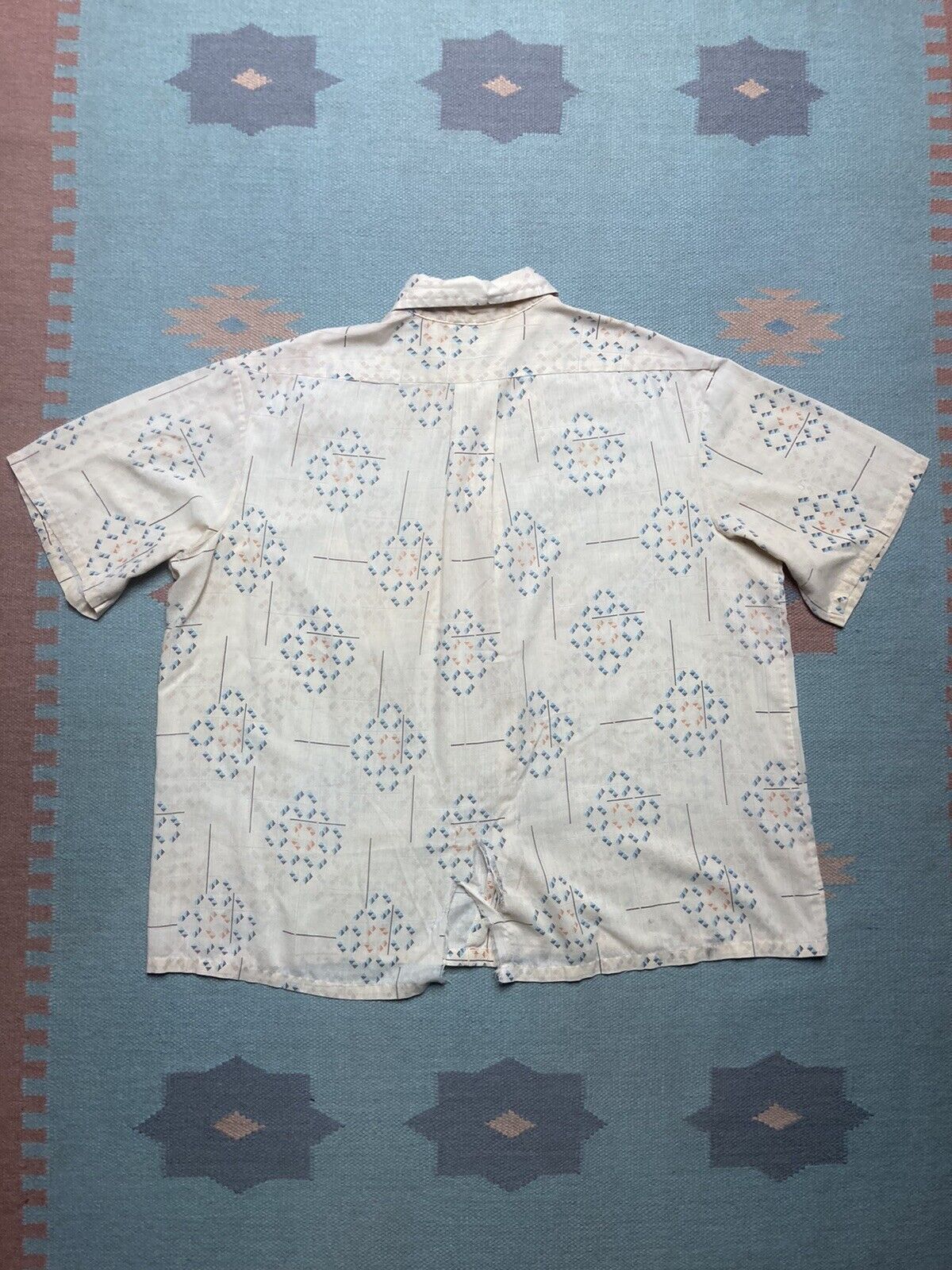 Vintage VTG 70s shirt Towncraft geometric diamonds distressed 3XL Size US XXL / EU 58 / 5 - 2 Thumbnail