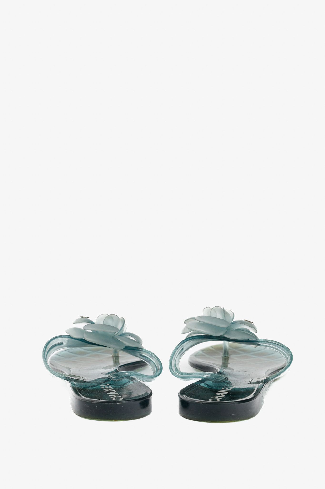 Chanel Chanel Green Metallic Jelly Camellia Thong Sandals Size US 7.5 / IT 37.5 - 4 Thumbnail