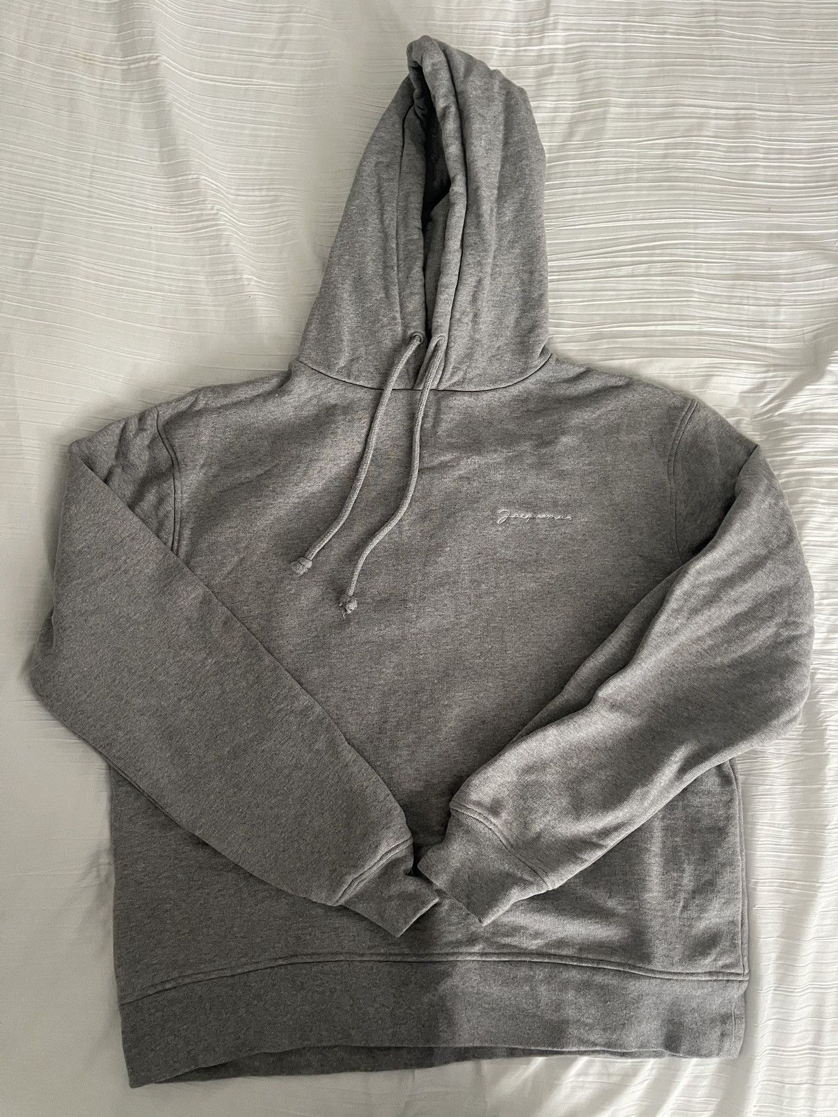 image of Jacquemus Embroidered Hoodie in Grey, Women's (Size Small)