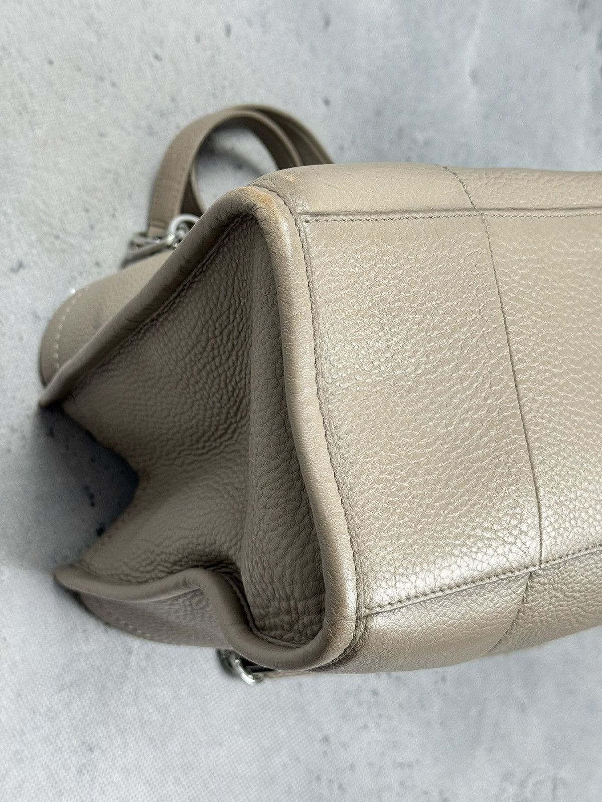 Tory Burch Tory Burch Pebbled Leather Tote Shoulder Bag Beige Large 00s Size ONE SIZE - 7 Thumbnail
