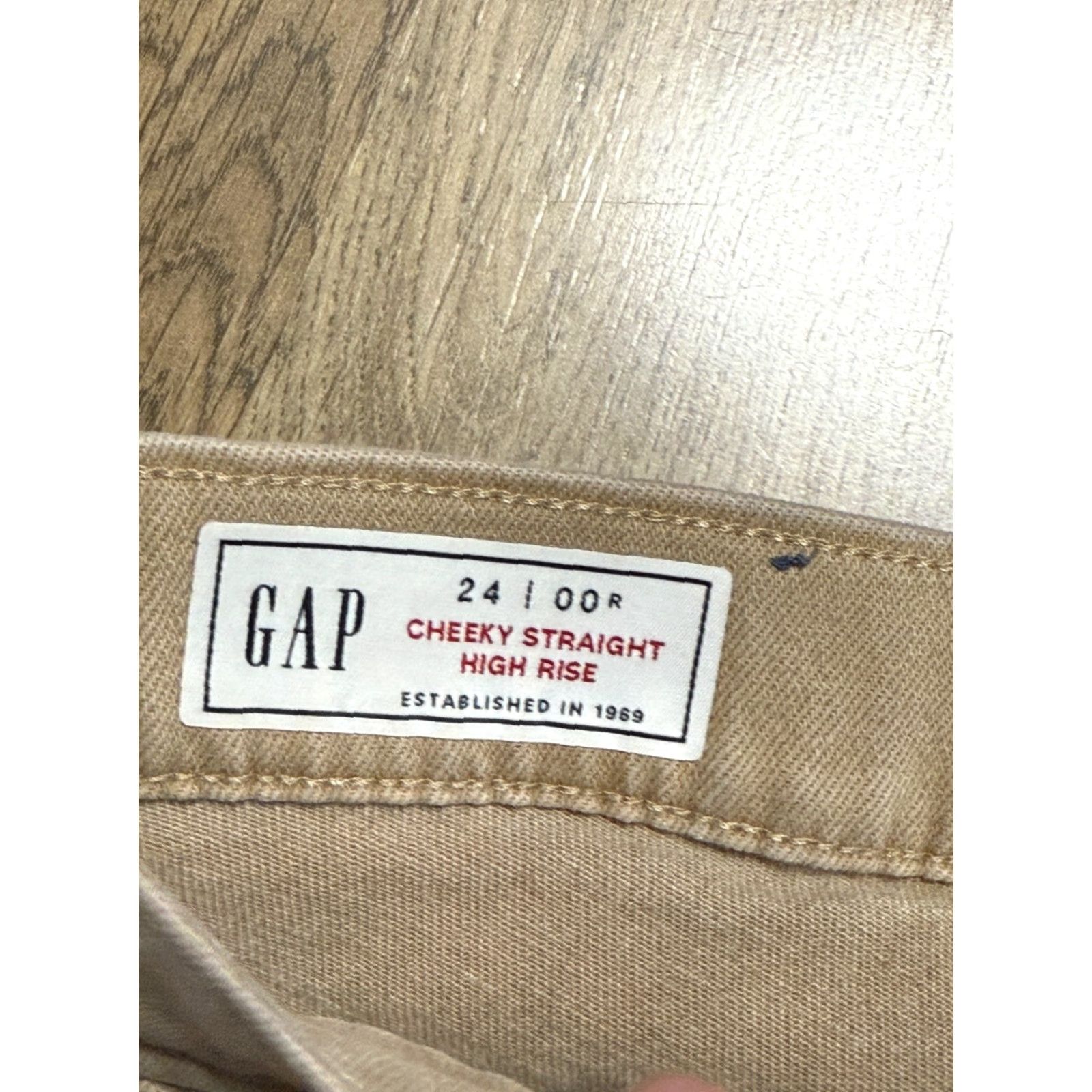 Gap VINTAGE GAP Jeans, Cheeky Straight High Rise, 24/00R, Brown, Raw Hem, 25 in Inseam, 5-Pocket Design, Denim, Regular, Women Size 42" / US 20 - 7 Thumbnail