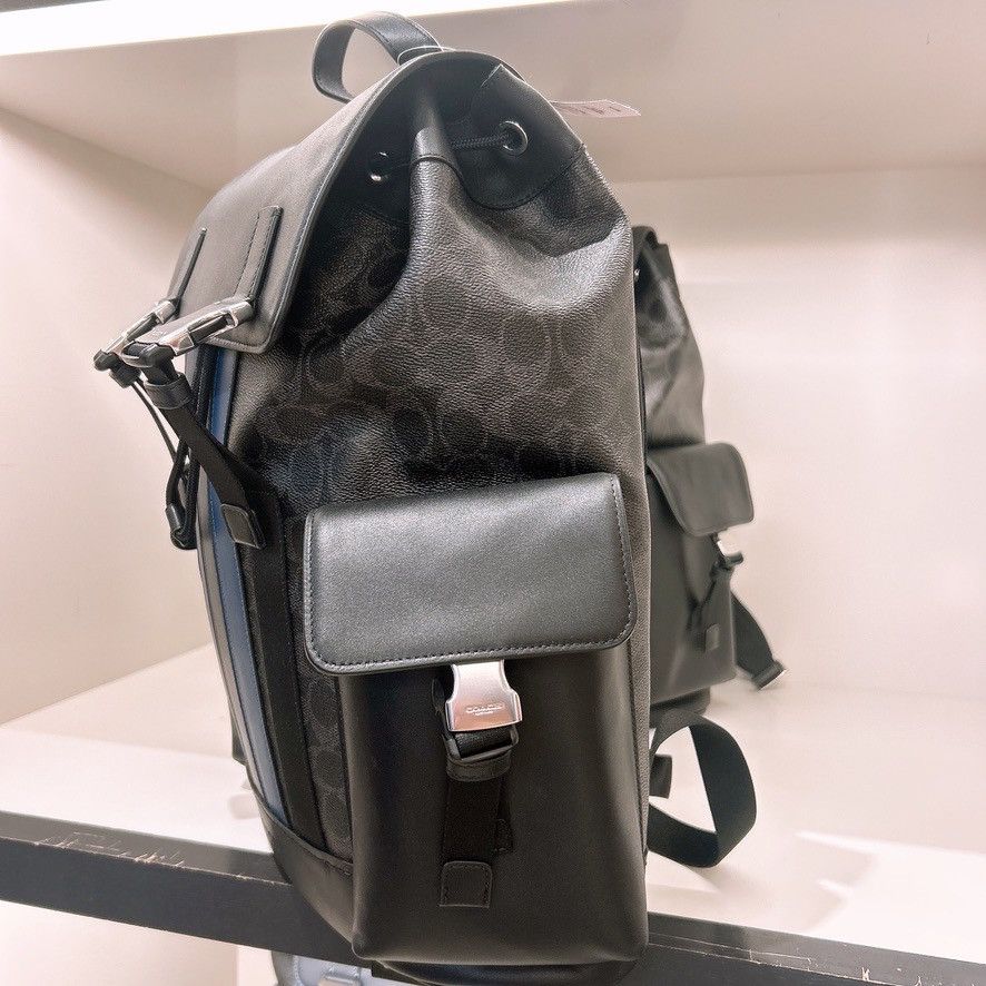 Coach Clark Backpack In Signature Canvas With Varsity Stripe CDC63 Size ONE SIZE - 4 Thumbnail