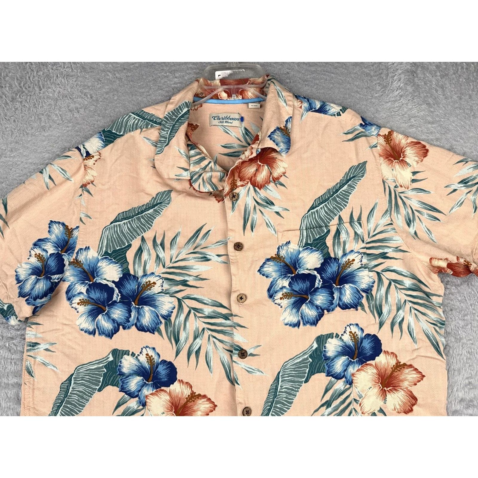 Vintage Caribbean Shirt Mens Big 2X Peach Short Sleeve Hawaiian Silk Blend Floral Size US XXL / EU 58 / 5 - 4 Thumbnail