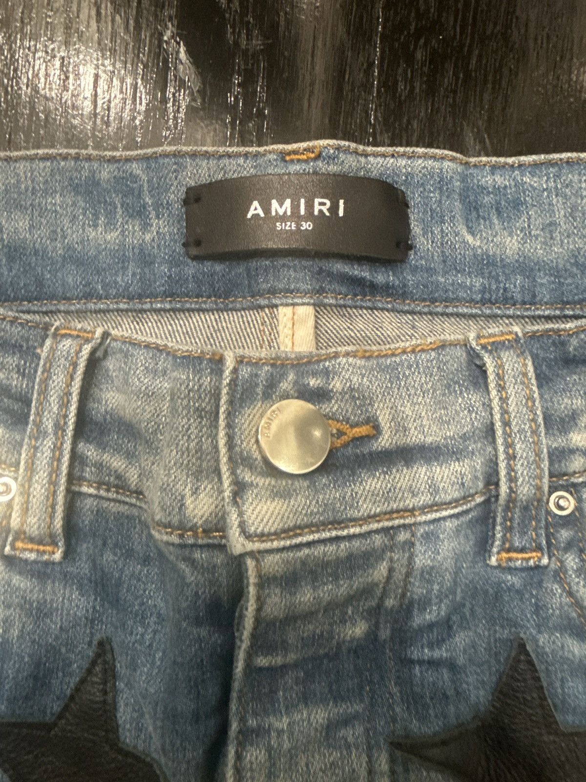 Amiri AMIRI All-Over Leather Star Patch Denim (Mike Amiri) Size US 30 / EU 46 - 5 Thumbnail