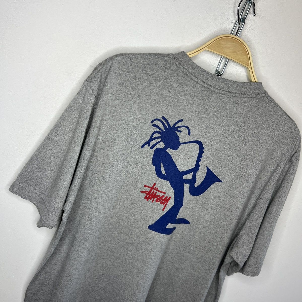 Stussy × Vintage 90s vintage Stussy Sax Man small front big back logo Size US L / EU 52-54 / 3 - 4 Thumbnail