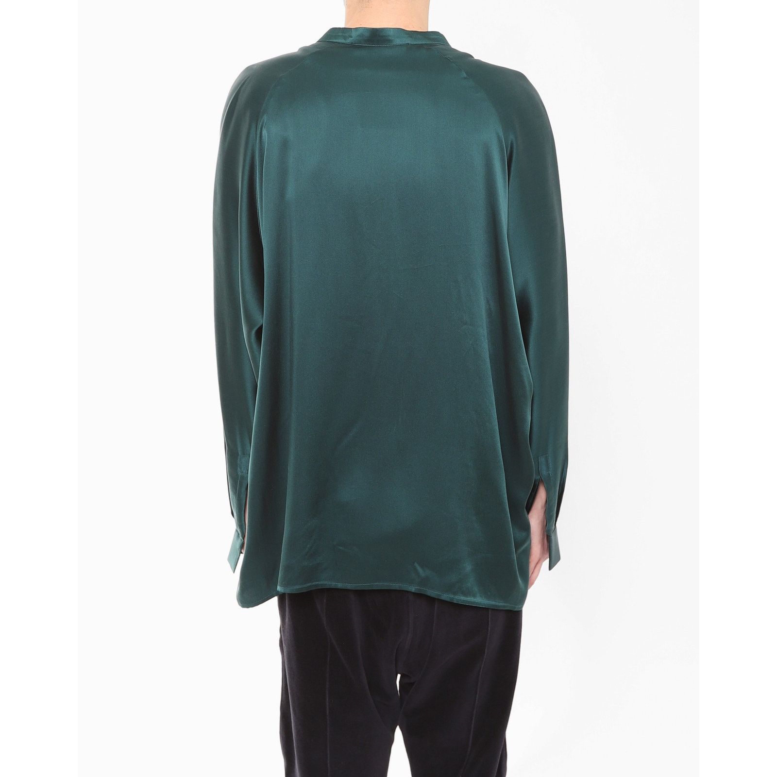 Haider Ackermann FW18 Oversized Mandarin in Forrest Green Silk Size US M / EU 48-50 / 2 - 2 Thumbnail