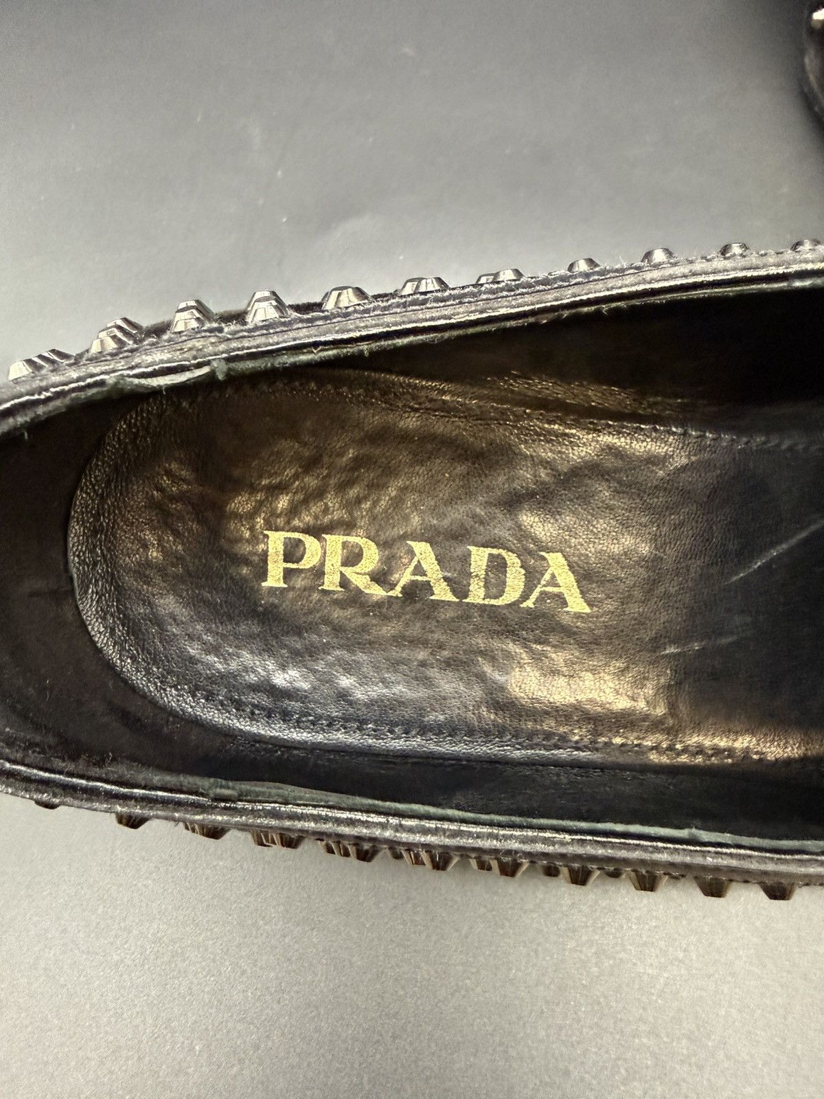 Prada PRADA Velluto Stud Smoking Loafer Black Velvet-Silver Studs Size US 11 / EU 44 - 11 Thumbnail