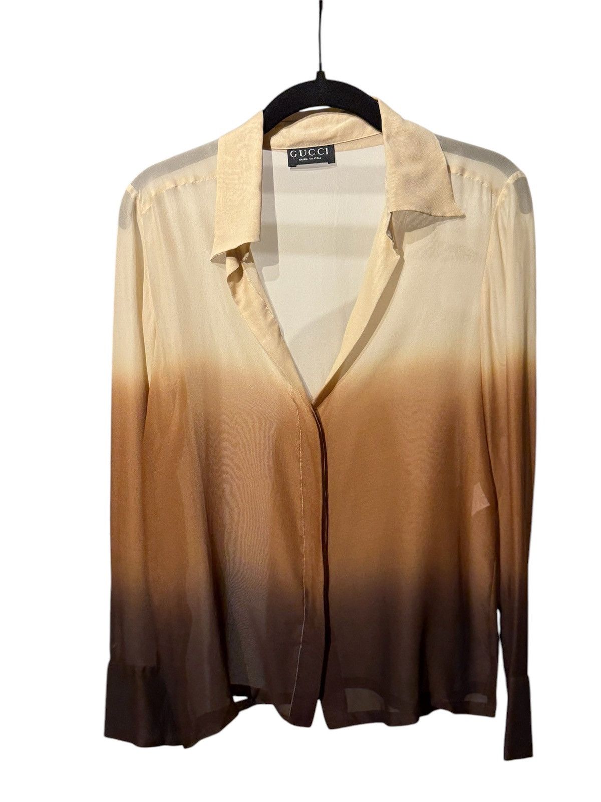 Gucci Gucci by Tom Ford SS1997 Brown Ombré Dyed Silk Shirt Size US M / EU 48-50 / 2 - 1 Thumbnail