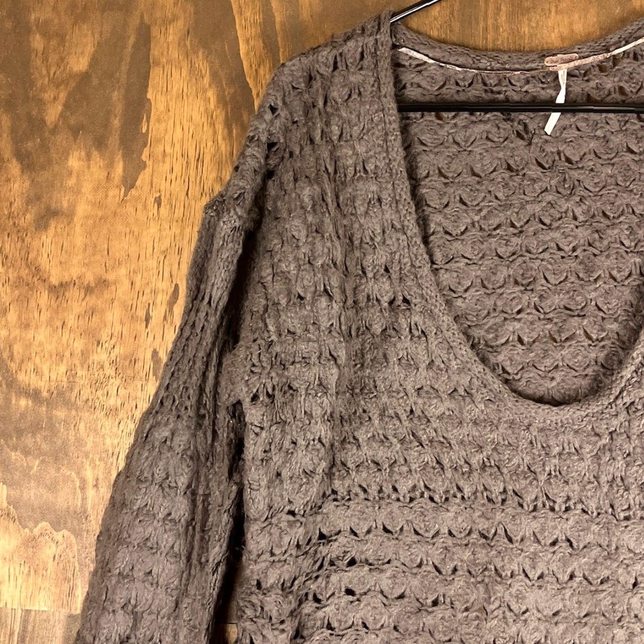 Free People Free People Sweater Brown Crashing Waves Chunky Knit Pullover Wool Blend S V-Neck Women Wool Blend Knit Open-Knit - Mens/Womens? Size S / US 4 / IT 40 - 4 Thumbnail