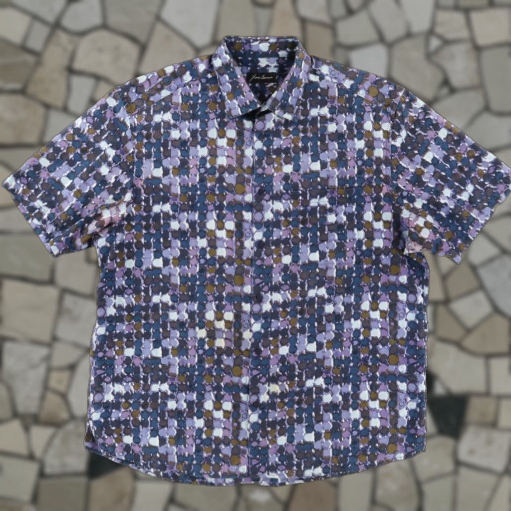 Vintage Jhane Barnes Cotton All Over Print Button Up Shirt Purple Men's 2XL Size US XXL / EU 58 / 5 - 1 Thumbnail