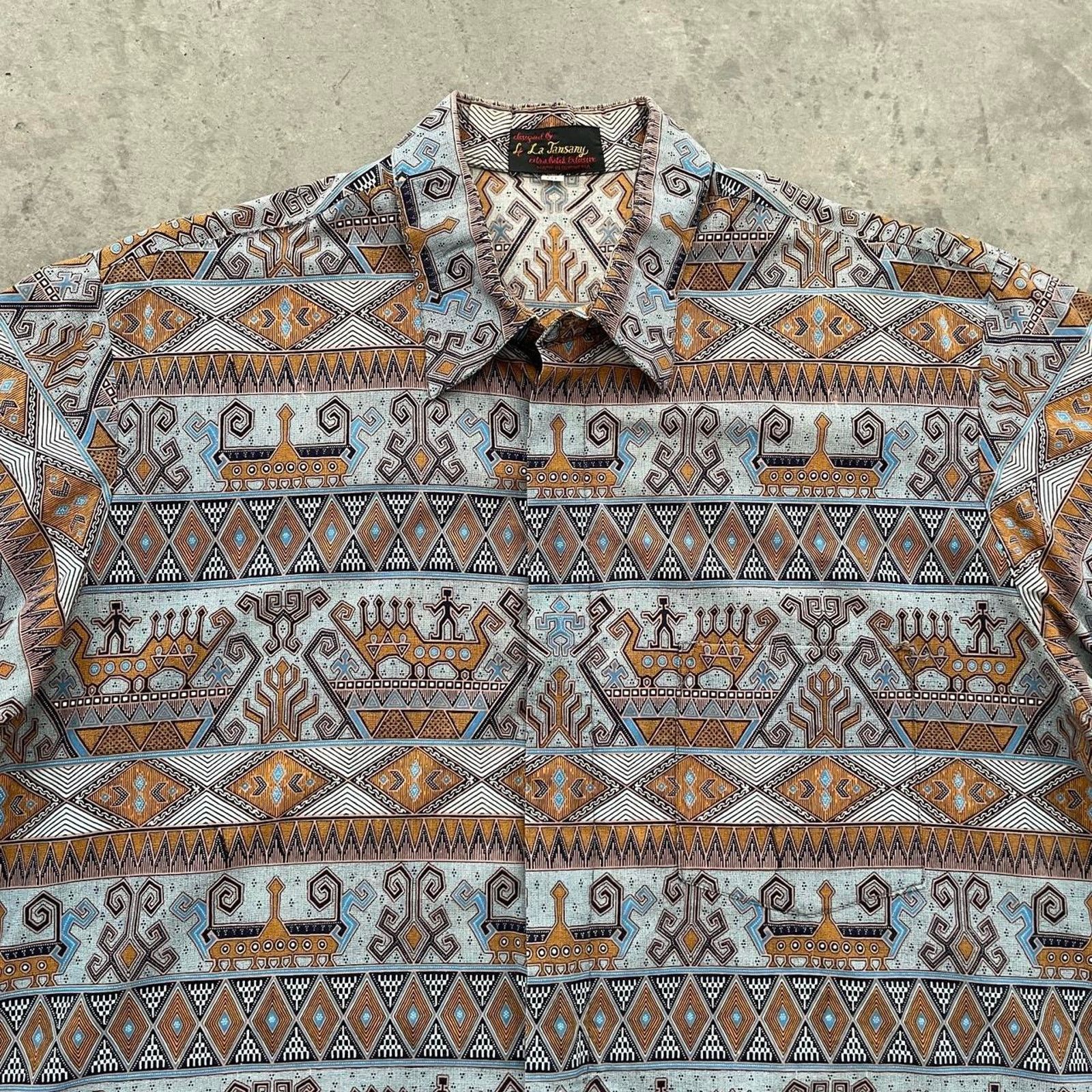 Vintage Vintage La Tansany Aztec Patterned Shirt Size US XL / EU 56 / 4 - 2 Thumbnail