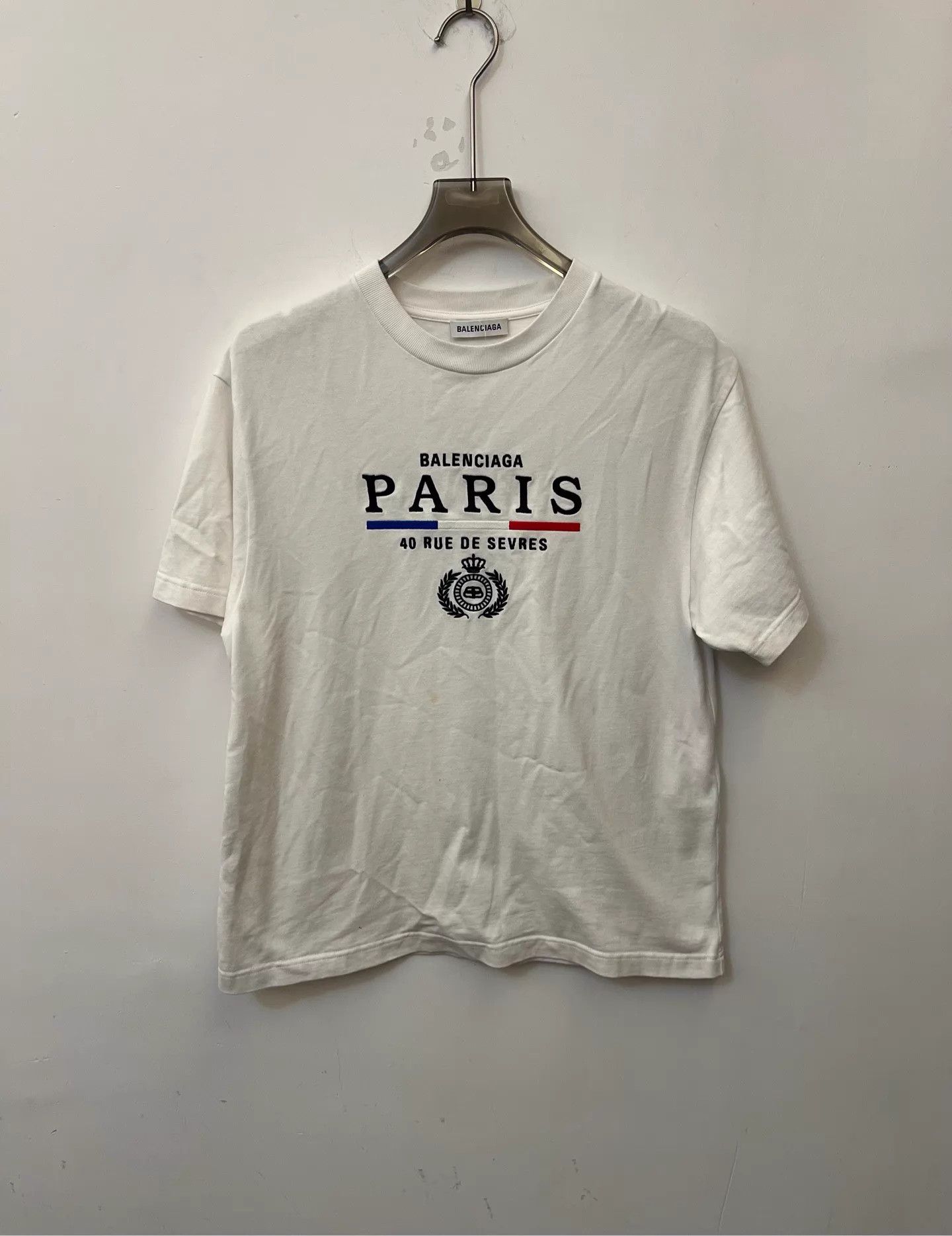 Balenciaga Balenciaga Crown Wheat White Short Sleeve Tee XS Size US XS / EU 42 / 0 - 1 Thumbnail