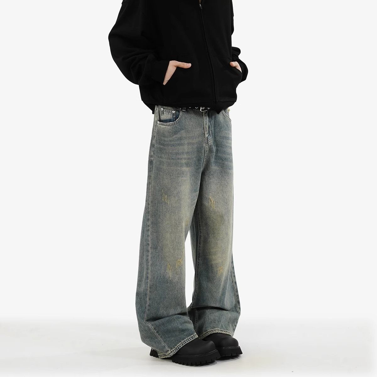 Japanese Brand Retro loose straight leg wide leg jeans Size US 32 / EU 48 - 2 Thumbnail