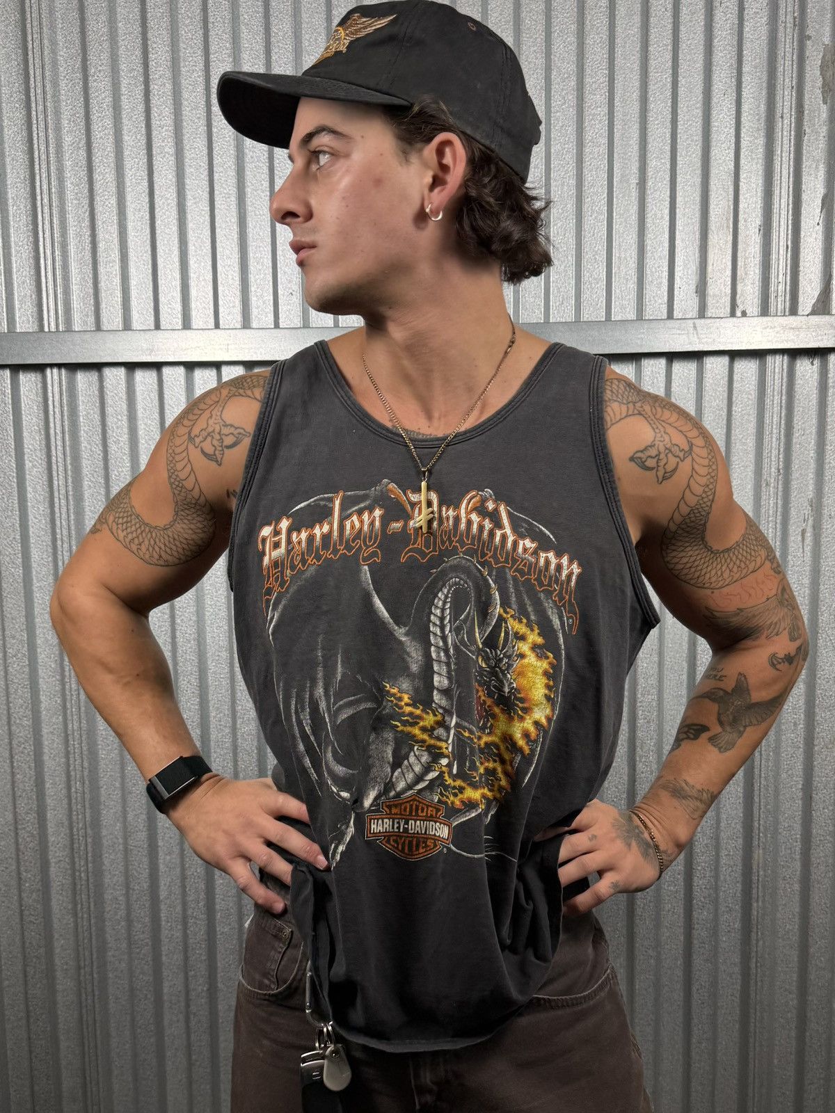 Harley Davidson Vintage Distressed Sun Faded Harley Davidson Dragon Tank Top Size US L / EU 52-54 / 3 - 1 Thumbnail