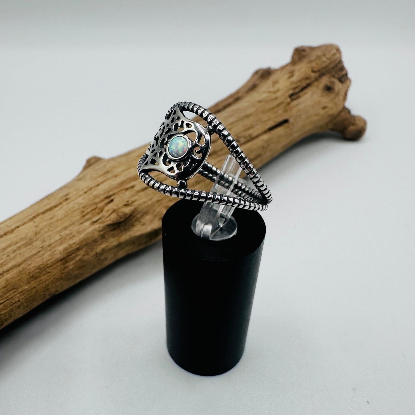 Other Sterling Silver Lab Opal Hamsa Ring Size ONE SIZE - 3 Thumbnail