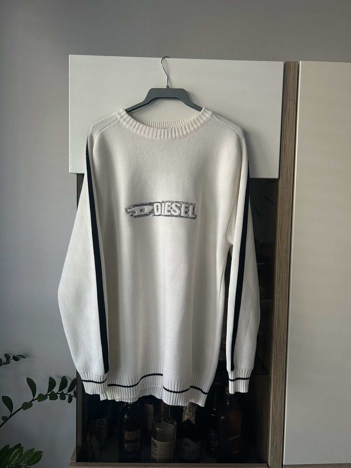 image of Diesel Sweater Vintage Y2K Old Money in White, Men's (Size XL)