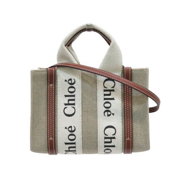 Chloe Chloe Woody Leather Canvas 2way Bag Leather Shoulder Bag CHC22AP237I266J5 DUTY FREE for USA
