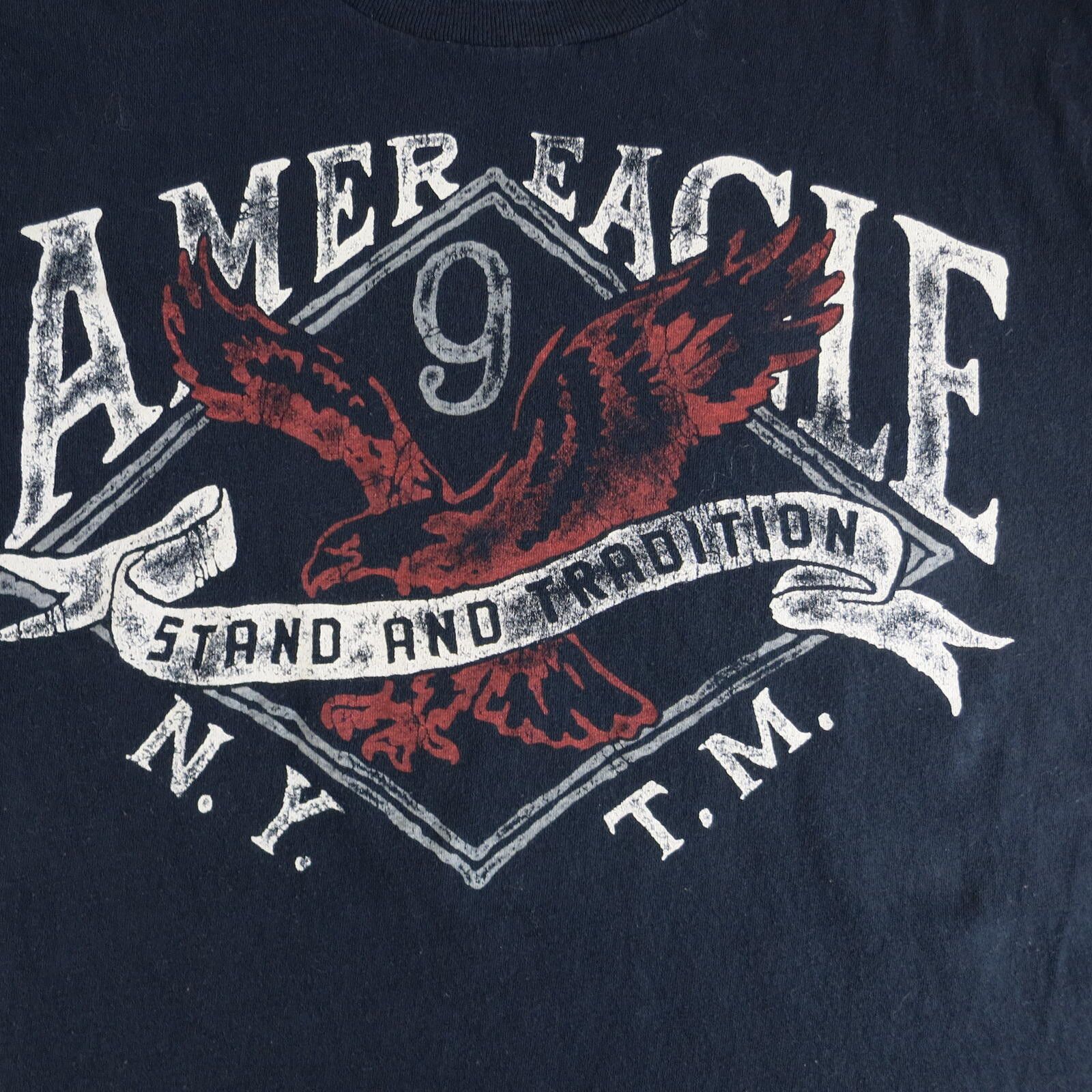 American Eagle Outfitters American Eagle Navy Blue Graphic T-Shirt Y2K Size M Size US M / EU 48-50 / 2 - 2 Thumbnail