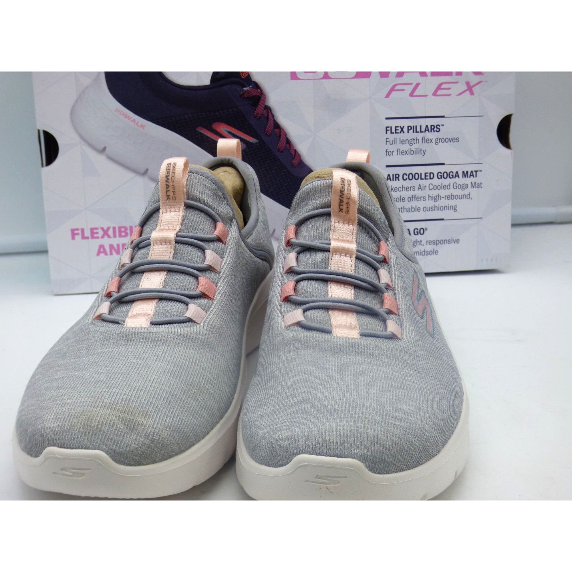 SKECHERS Skechers Womens Go Walk Flex Lucy Walking Shoes, Gray/Pink, Size US 8.5 / IT 38.5 - 5 Thumbnail