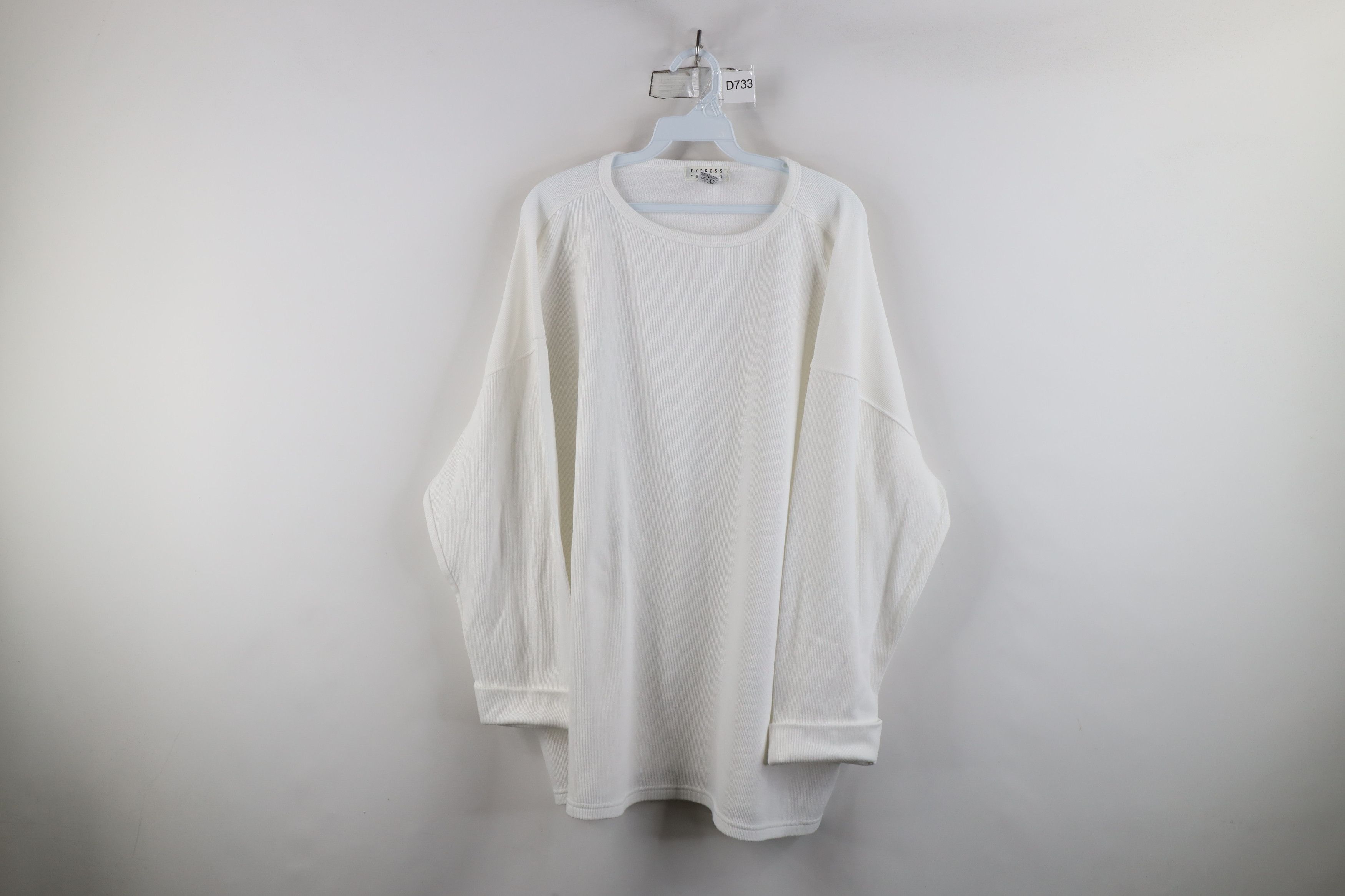 Vintage 90s Express Cotton Ribbed Knit 3/4 Sleeve T-Shirt
