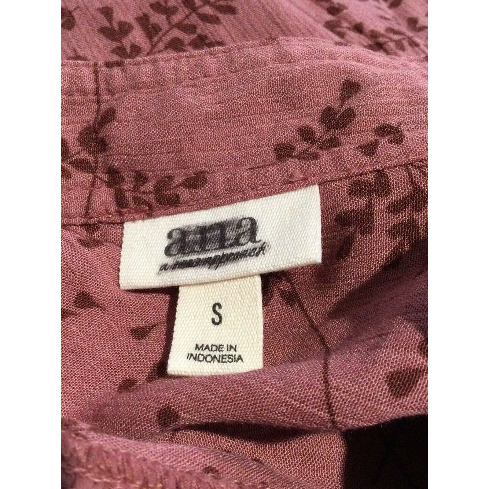 Vintage A.N.A. V-Neck Mauve Floral Long Sleeve Shift Dress Sz Small Size S / US 4 / IT 40 - 11 Thumbnail