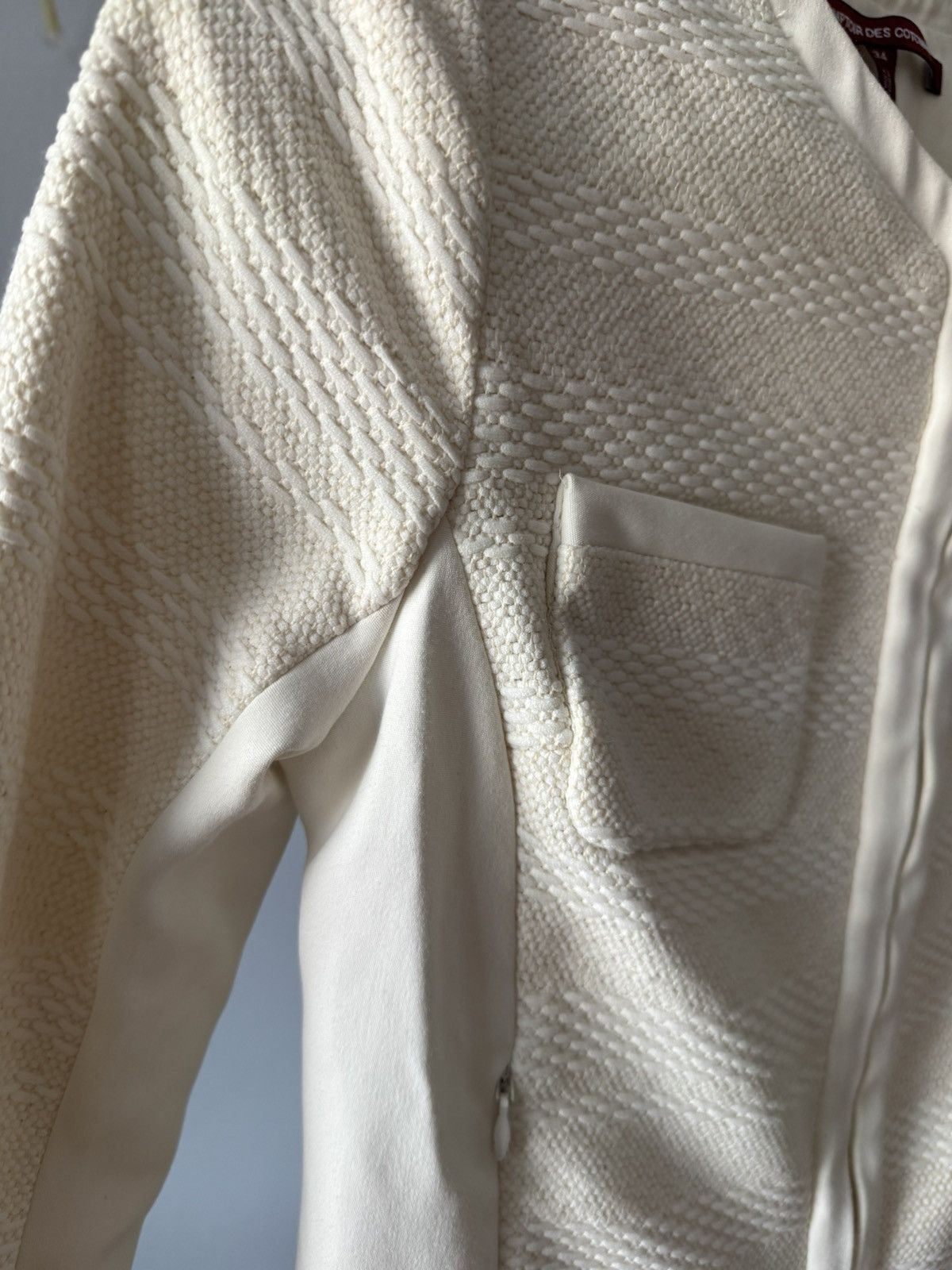 Comme des Garcons Comptoir des Cotonniers Ivory Part Weave Zip Up Jacket Size XXS / US 00 / IT 34 - 11 Thumbnail