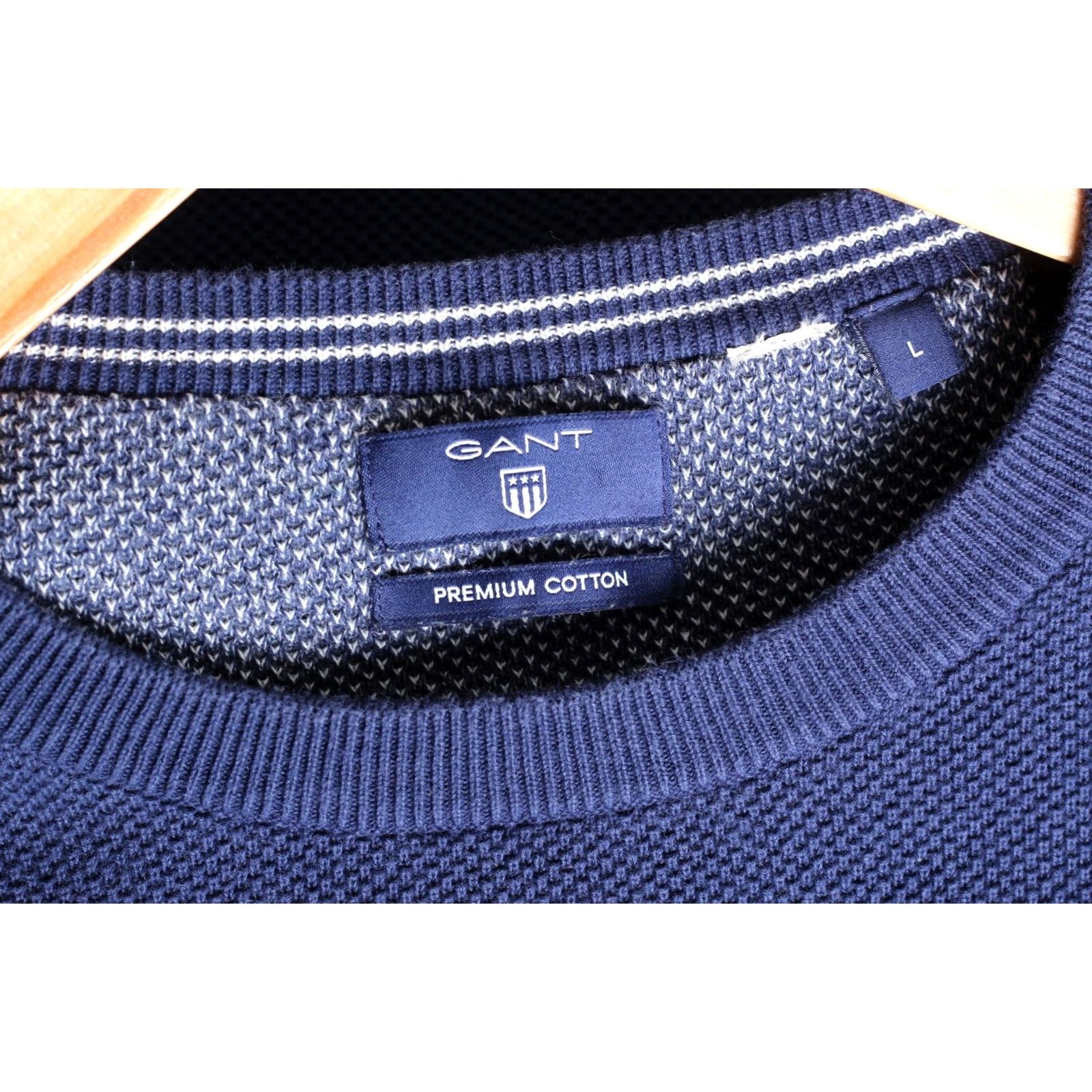 Gant GANT Jumper Sweater Men L Crew Neck Premium Cotton VR3647 VR3647 Blue Colour Logo Vintage? No Size US L / EU 52-54 / 3 - 4 Thumbnail