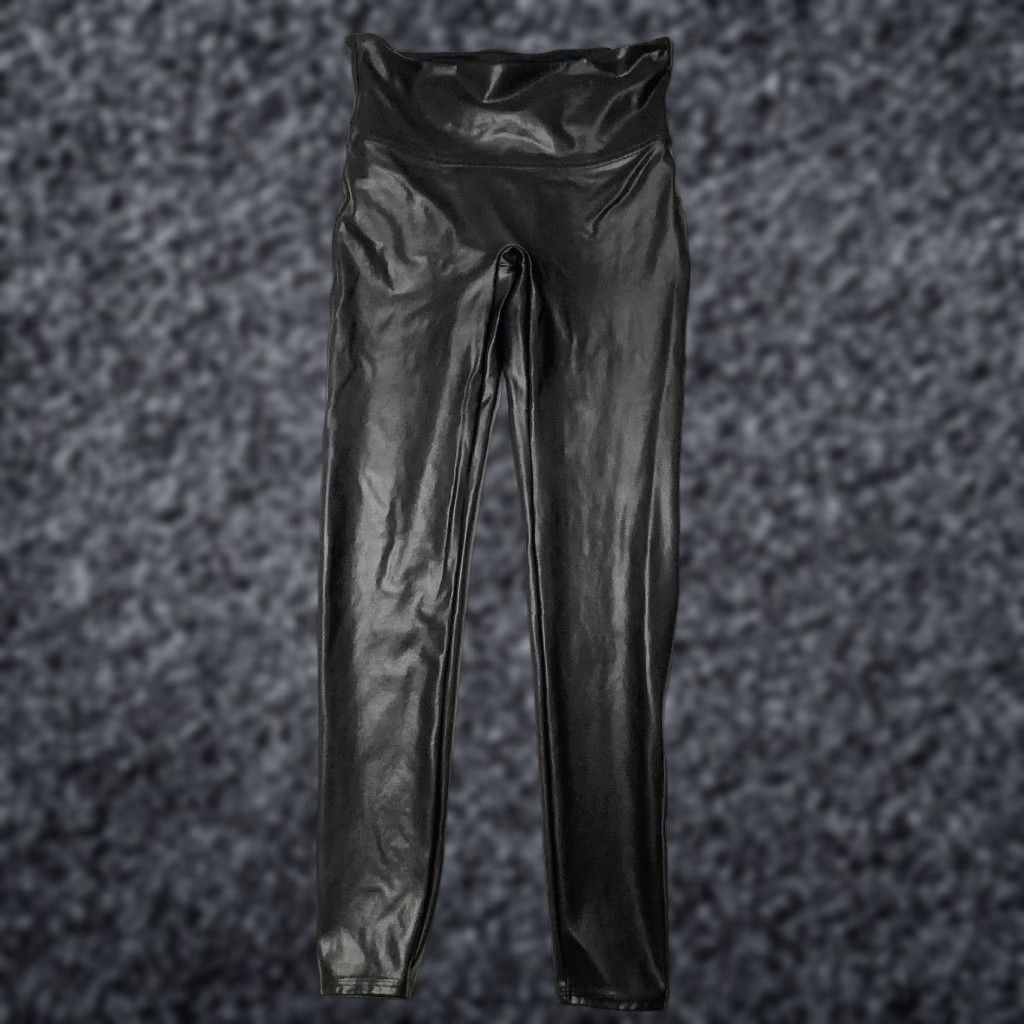 Spanx SPANX Faux Leather Leggings Womens Large Black High Rise Shaping Pull On Pants Size 36" / US 14 / IT 50 - 1 Thumbnail