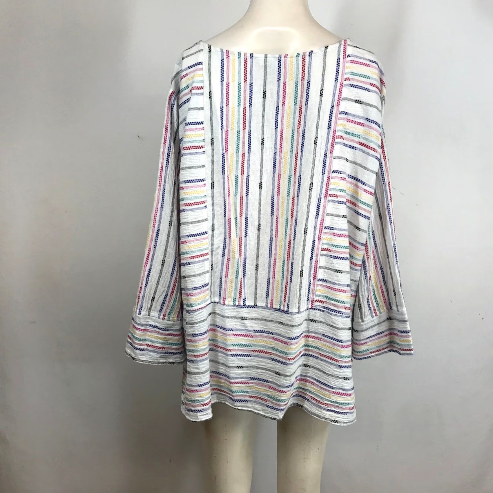 Habitat VINTAGE Habitat Clothes To Live In Womens XL Rainbow Zigzag Stripe Cotton Tunic Blouse Size XL / US 12-14 / IT 48-50 - 5 Thumbnail