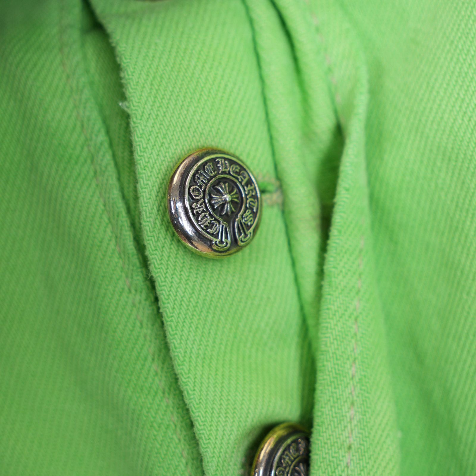 Chrome Hearts CHROME HEARTS SLIME NEON GREEN SEX RECORDS CROSS PATCH JEANS Size US 33 - 7 Thumbnail