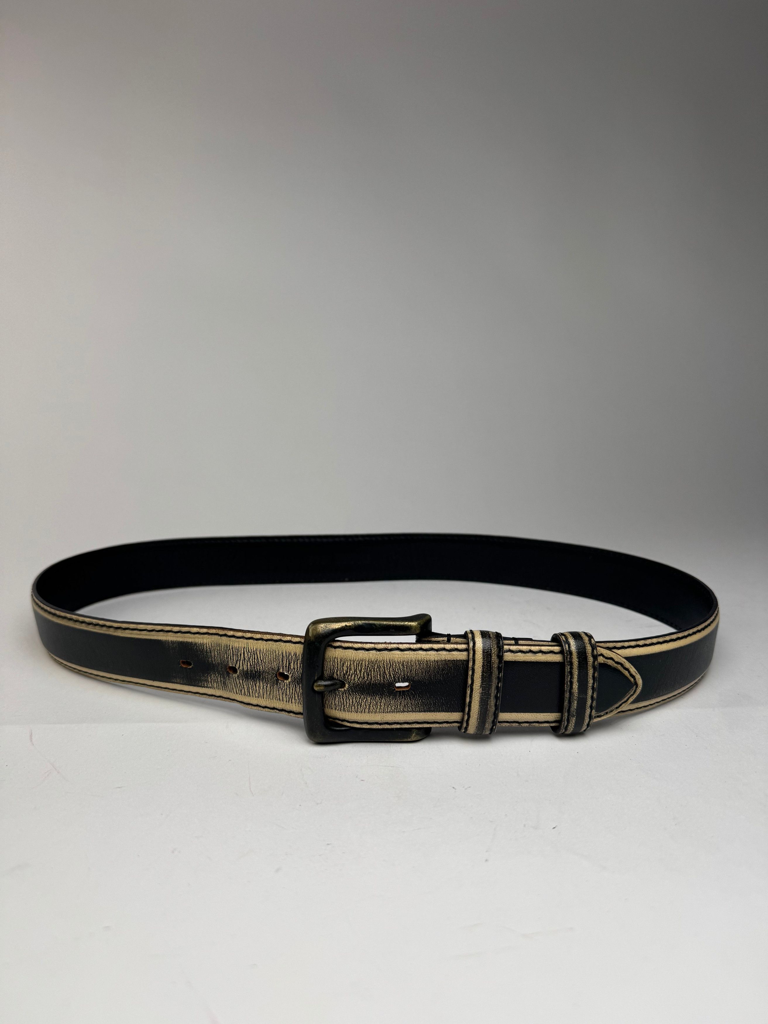 Issey Miyake Vintage Leather Belt black yellow Size ONE SIZE - 1 Thumbnail