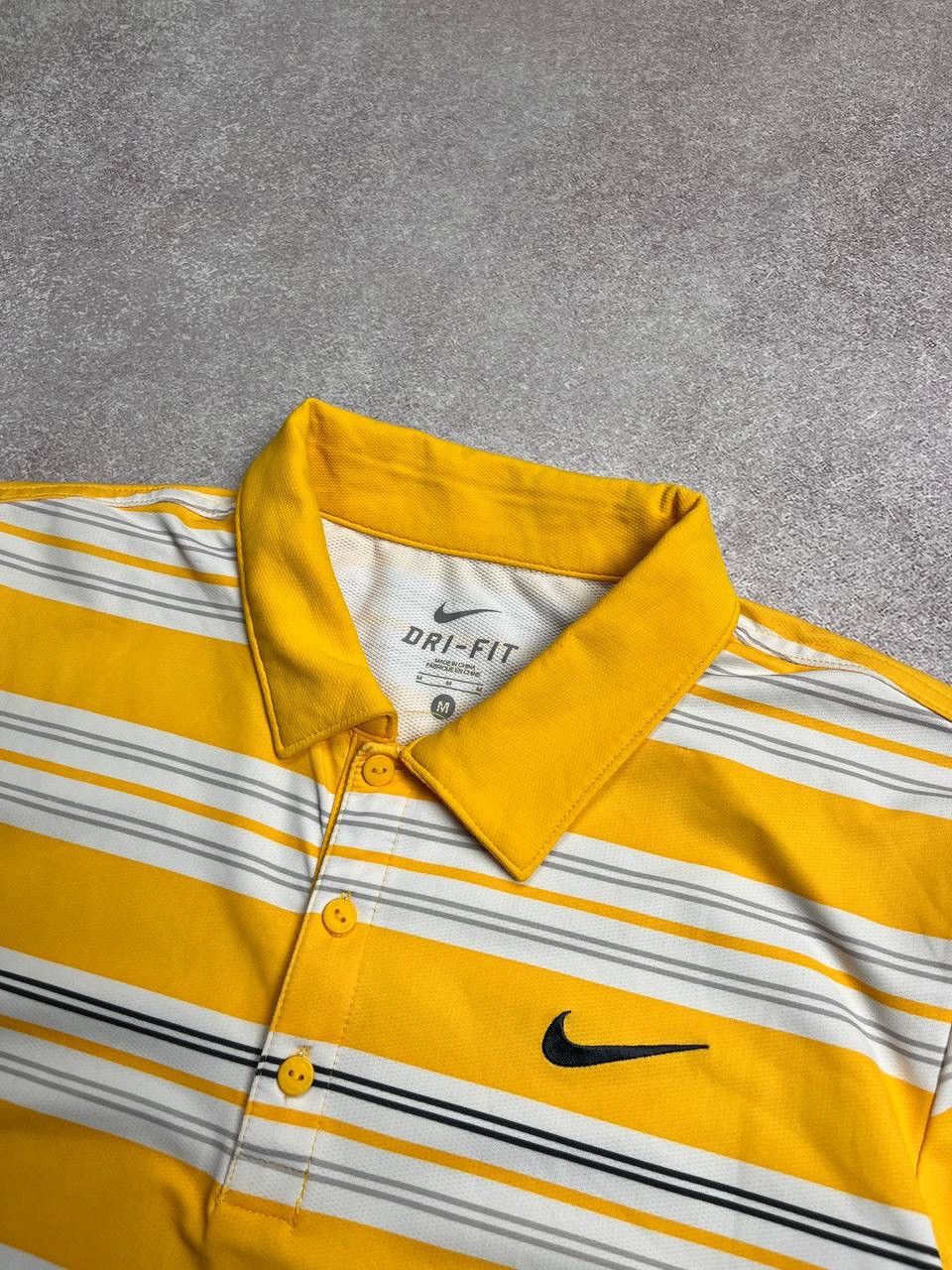 Nike × Vintage Vintage Nike Court Andre Agassi Striped Yellow Polo Shirt M Size US M / EU 48-50 / 2 - 3 Thumbnail
