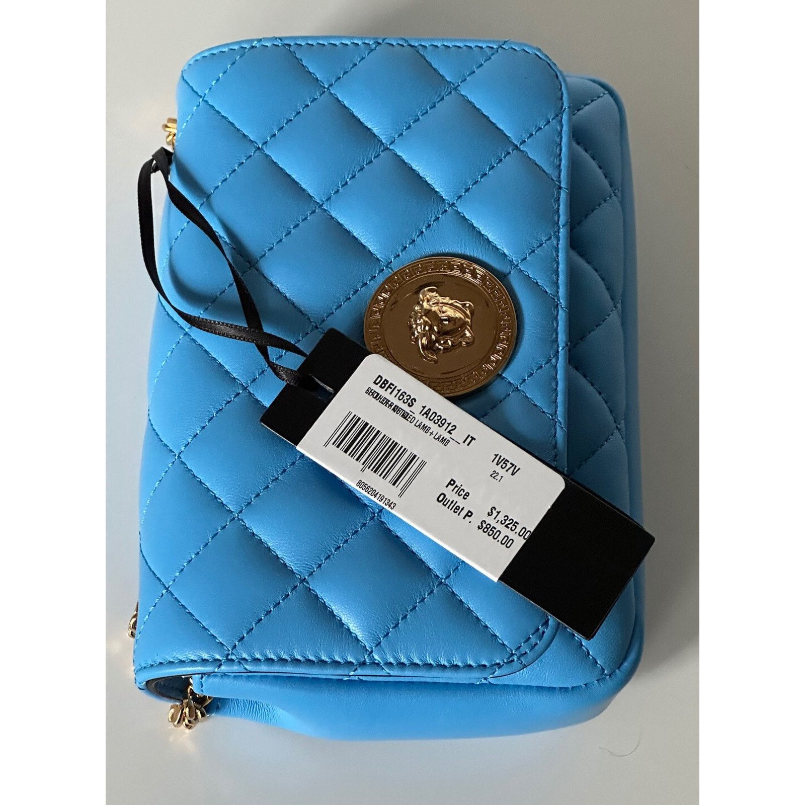 Versace Versace Quilted Leather Blue Small Shoulder Bag DBFI163S Size ONE SIZE - 20 Thumbnail
