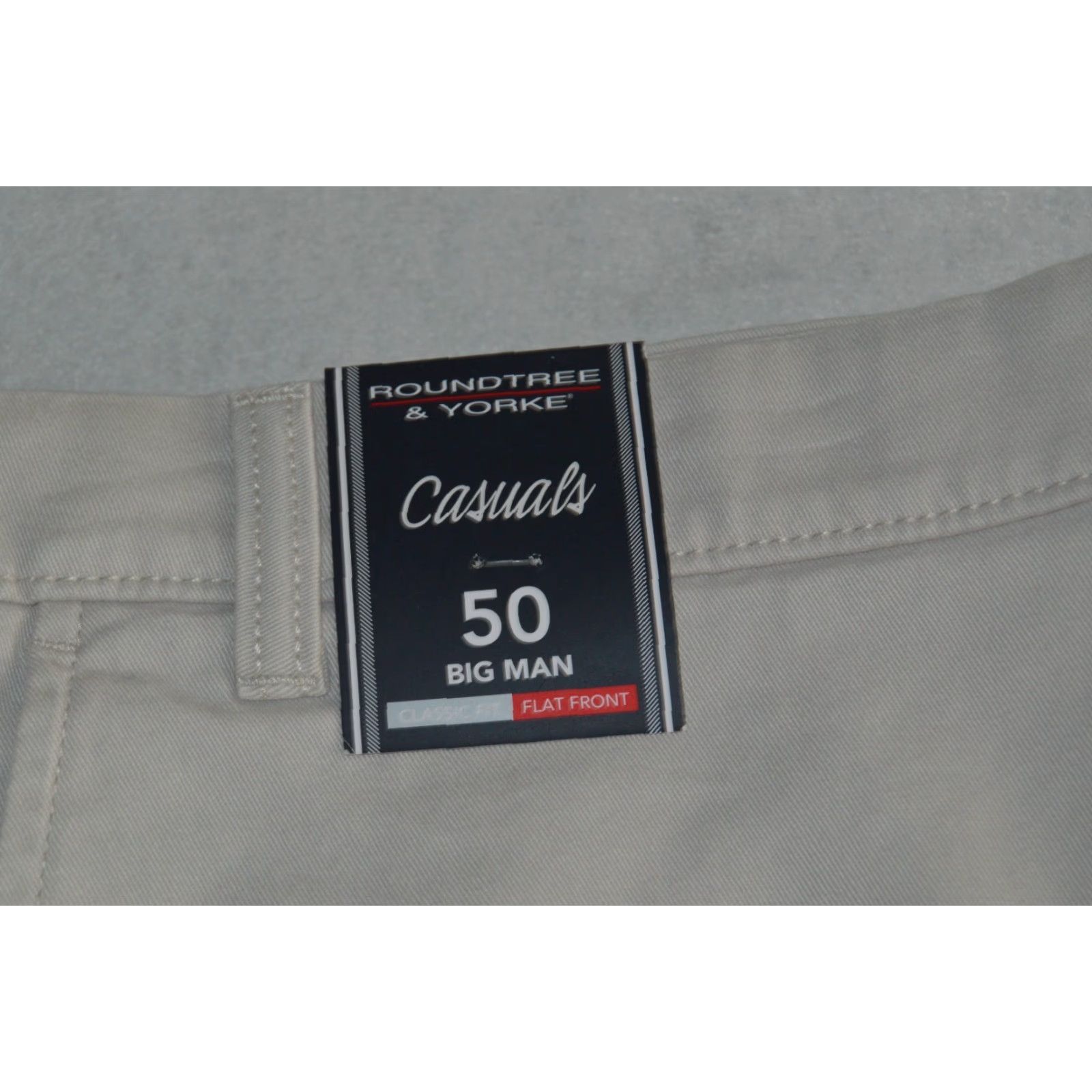 Roundtree & Yorke NWT Roundtree & Yorke Casuals Shorts Big Men's Stone 50/9" Chino Stretch Canvas Beige Front Pockets Flat Front 9 in Inseam Size US 34 / EU 50 - 4 Thumbnail