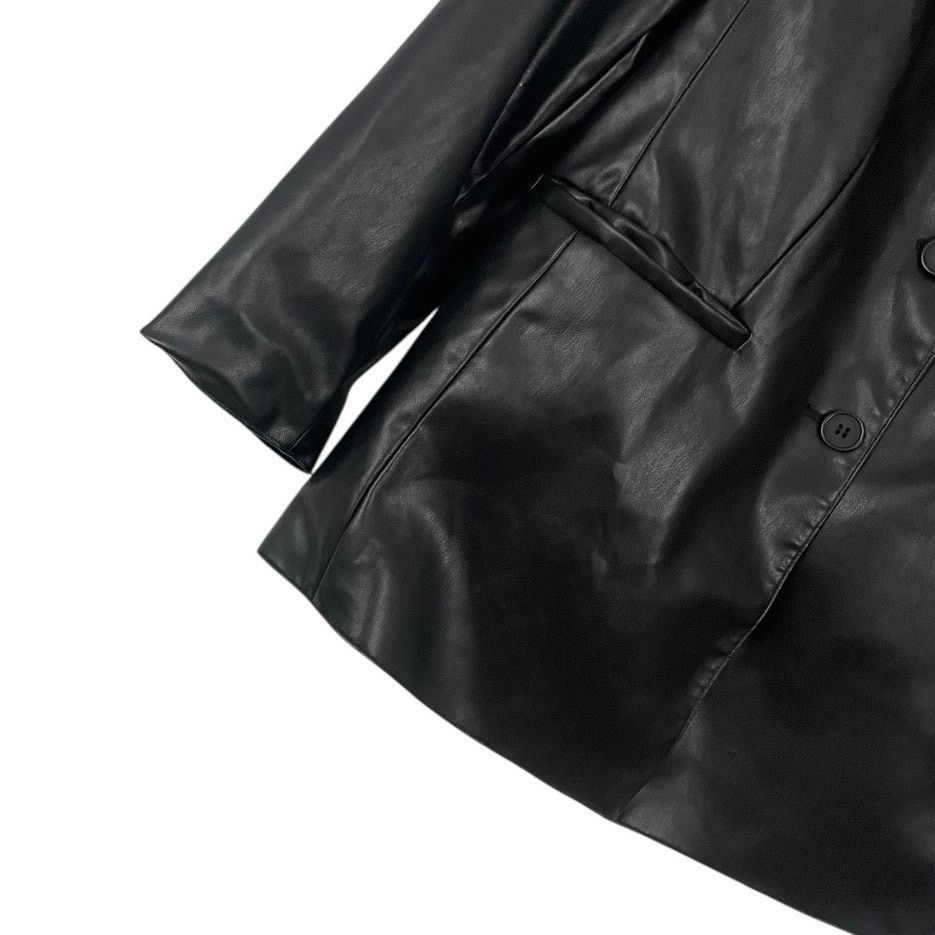 H&M Divided by H&M Black Faux Leather Button Down Jacket Size S / US 4 / IT 40 - 7 Thumbnail