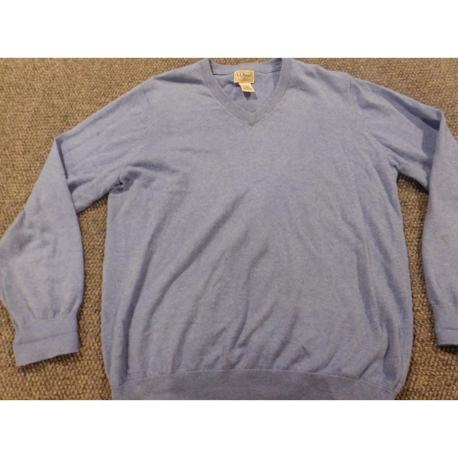 Vintage L.L Bean Mens Sweater Large blue pullover V-Neck stretch outdoors cashmere Cotton Blend Knit Regular Men Shirt? Size US L / EU 52-54 / 3 - 3 Thumbnail