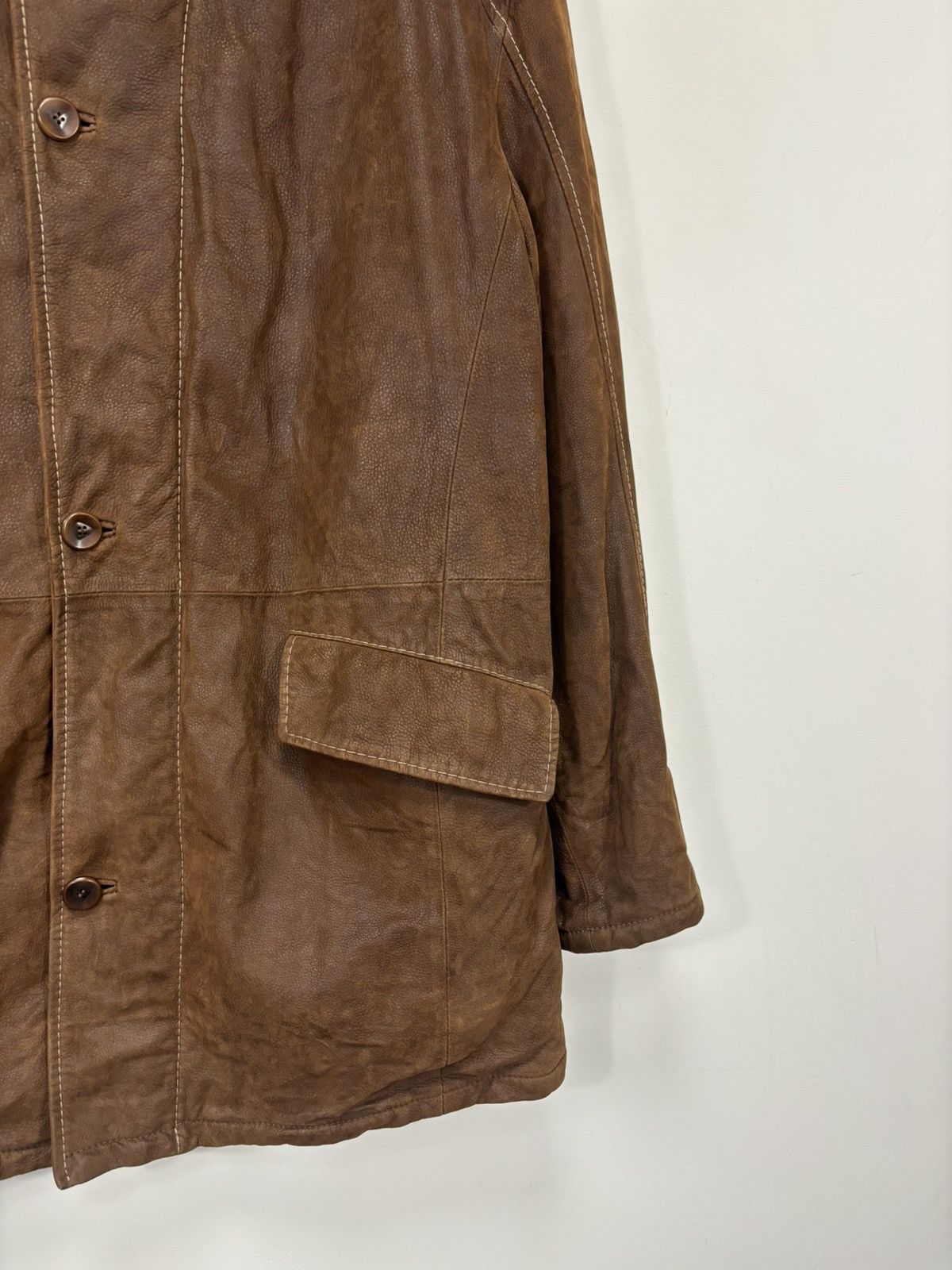 Gimo's Gimo’s Nivola Studio Brown Italian Leather Long Coat Jacket Size US L / EU 52-54 / 3 - 6 Thumbnail