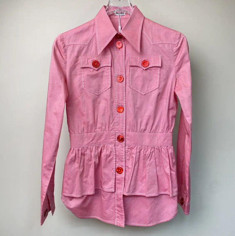 Miu Miu Miu Miu Pink Cotton Women's Shirt 0089 Size S / US 4 / IT 40 - 1 Thumbnail