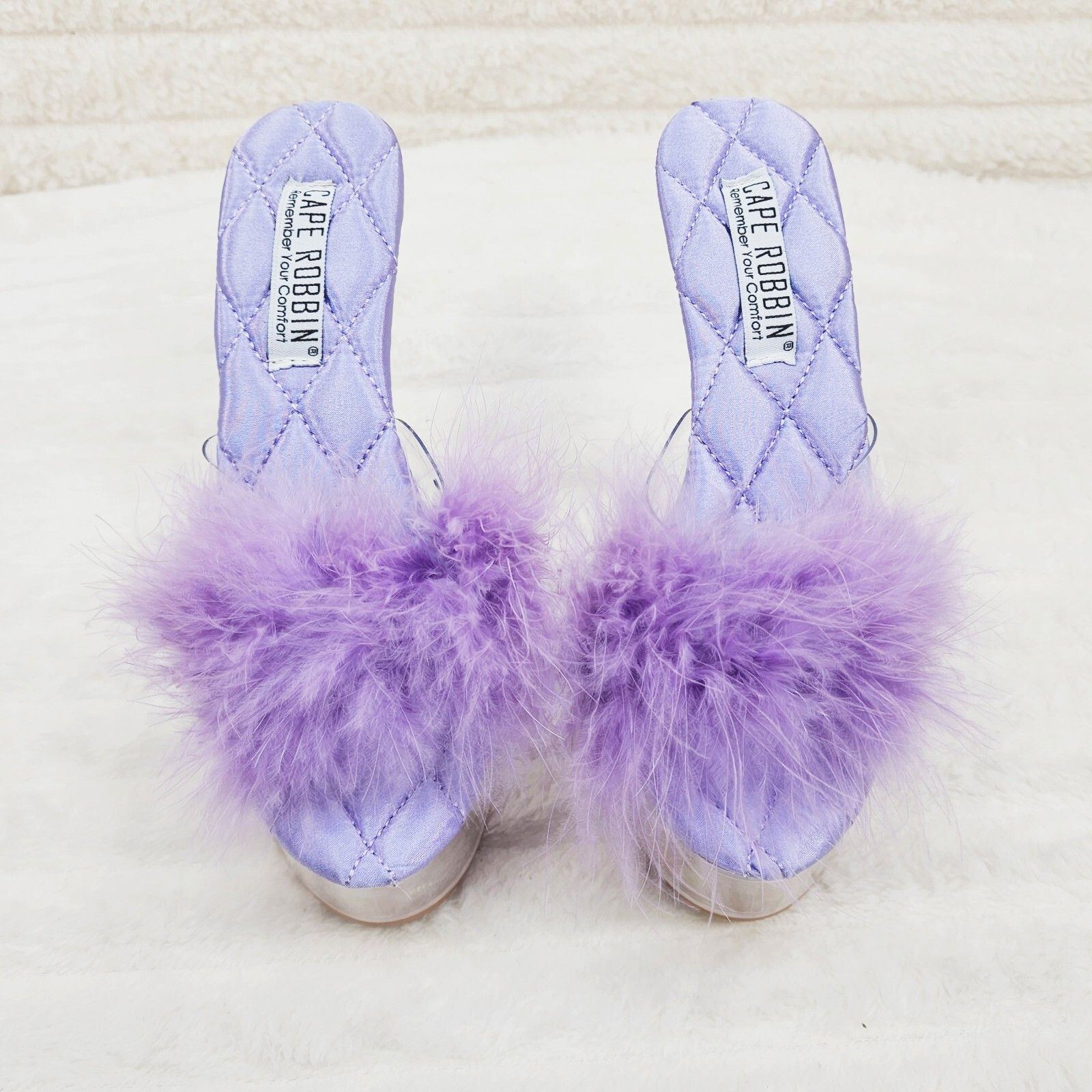 Other Maren Marabou Feather Slip On Platform 6" Stiletto Heel Shoe Size US 10 / IT 40 - 2 Thumbnail