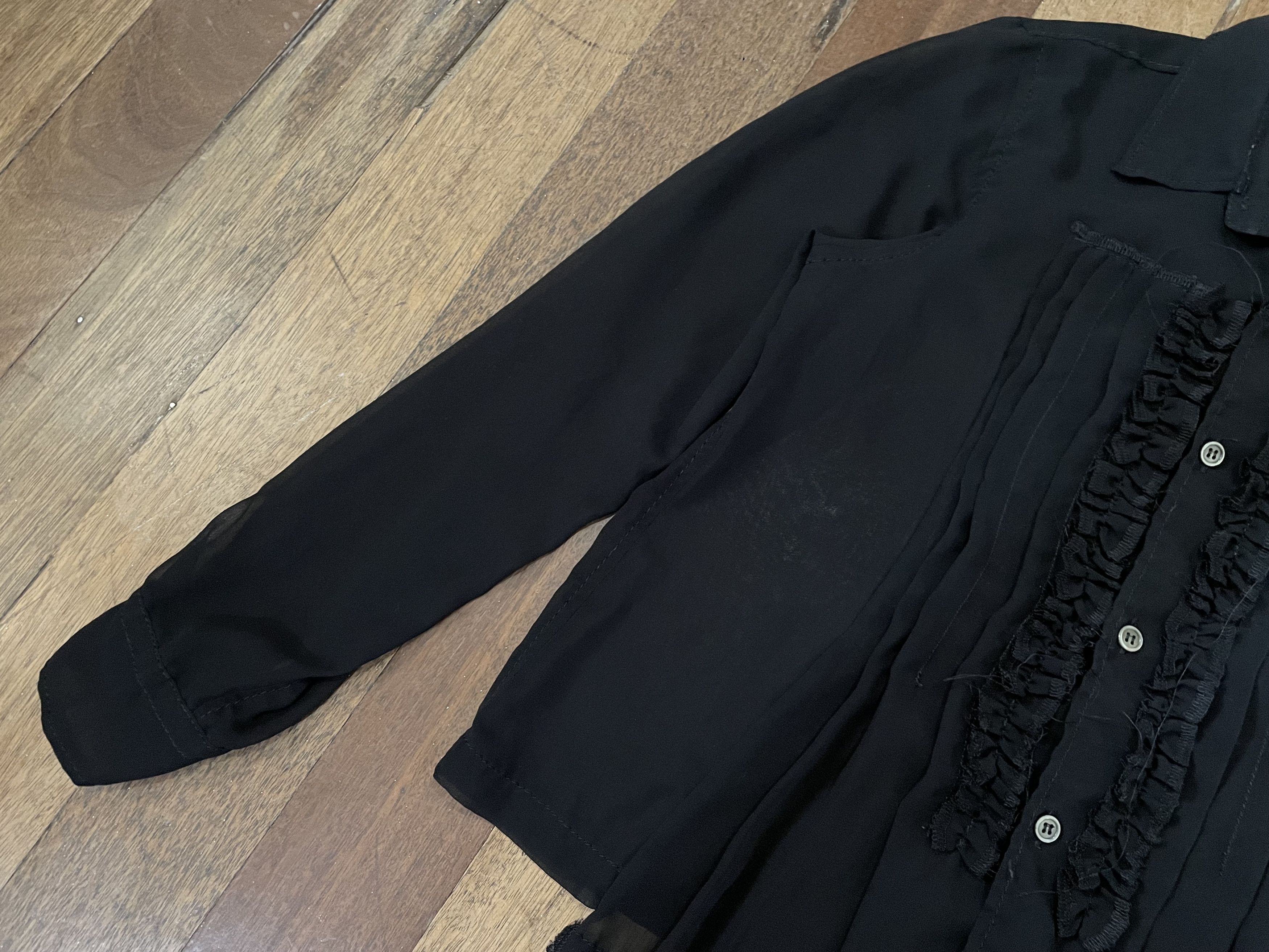 Comme des Garcons Black CDG - See Through Button Up Blouse - AD2011 Size XS / US 0-2 / IT 36-38 - 4 Thumbnail