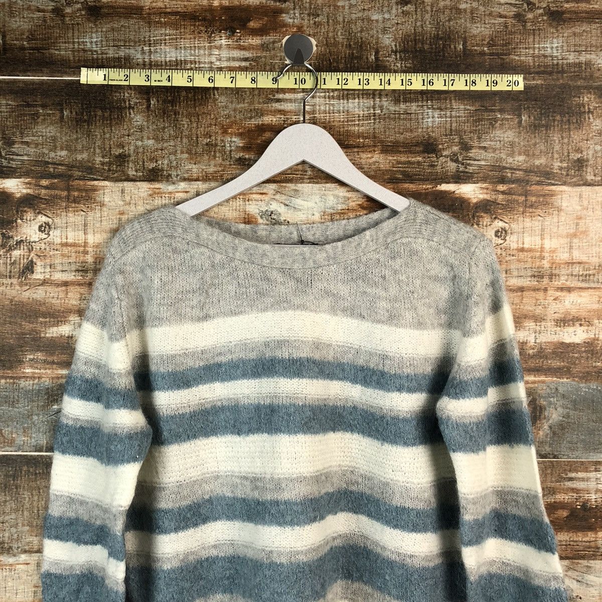 Vintage Closshi Stripe Grey vintage Knitwear #A2187 Size M / US 6-8 / IT 42-44 - 2 Thumbnail