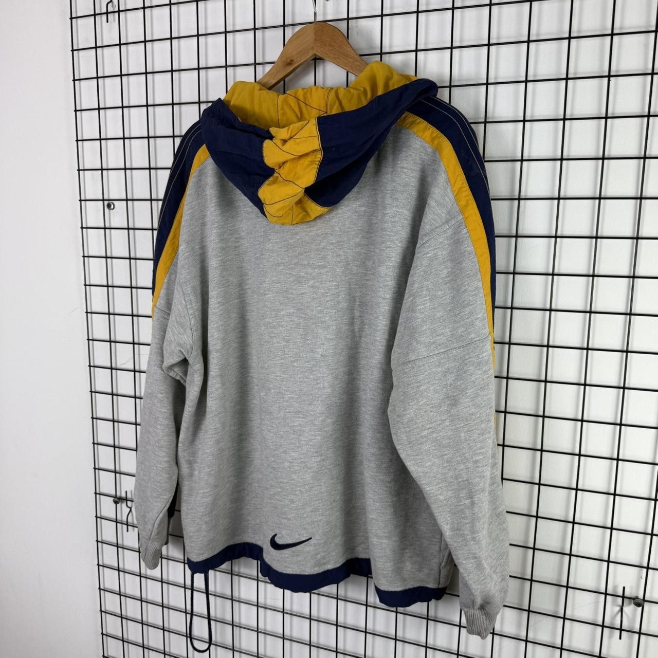 Nike Nike Vintage Hoodie Grey Yellow 90s Retro Mini Swoosh Size US XL / EU 56 / 4 - 2 Thumbnail