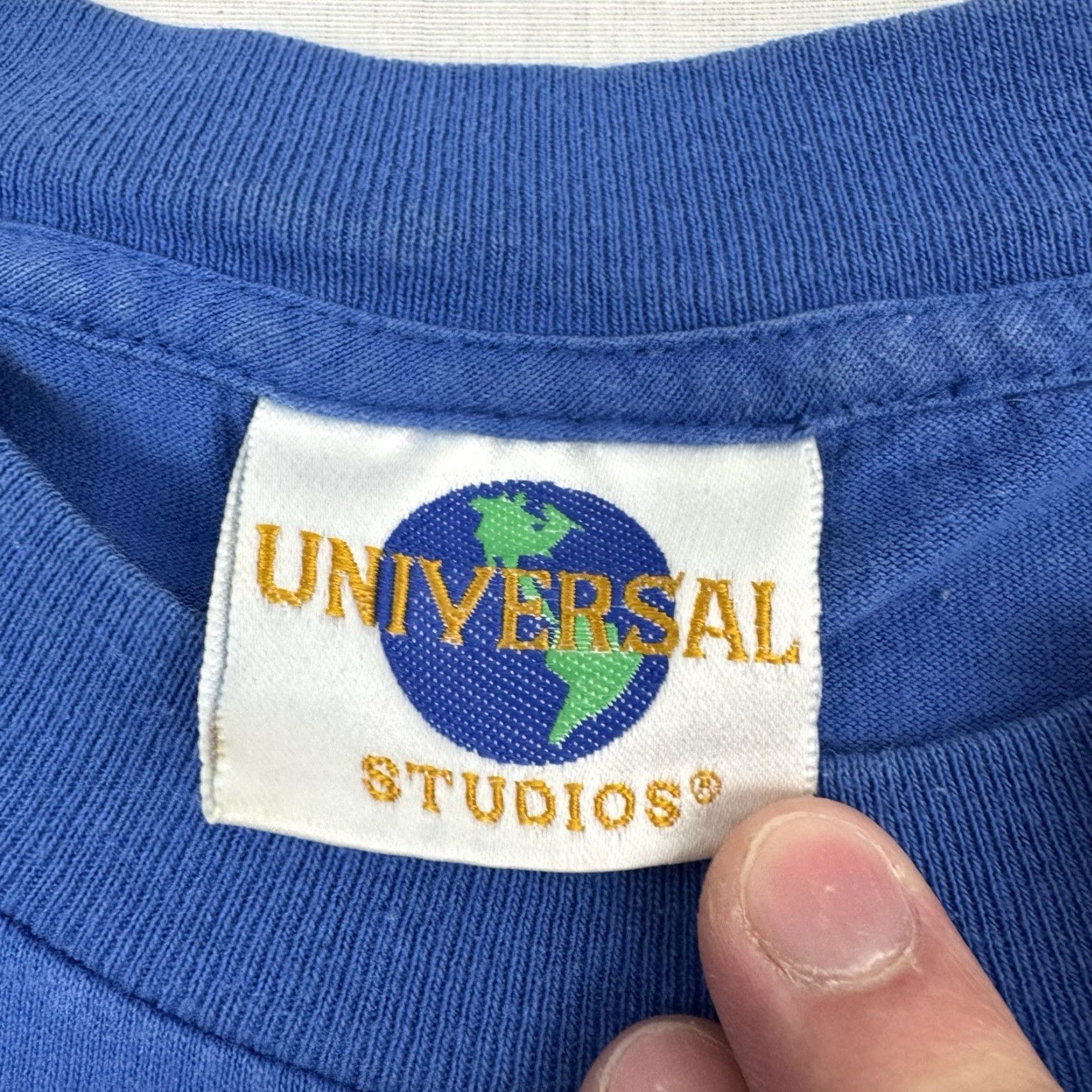 VINTAGE Universal Studios ET T-Shirt Men XL Blue Movie 90s Theme Park