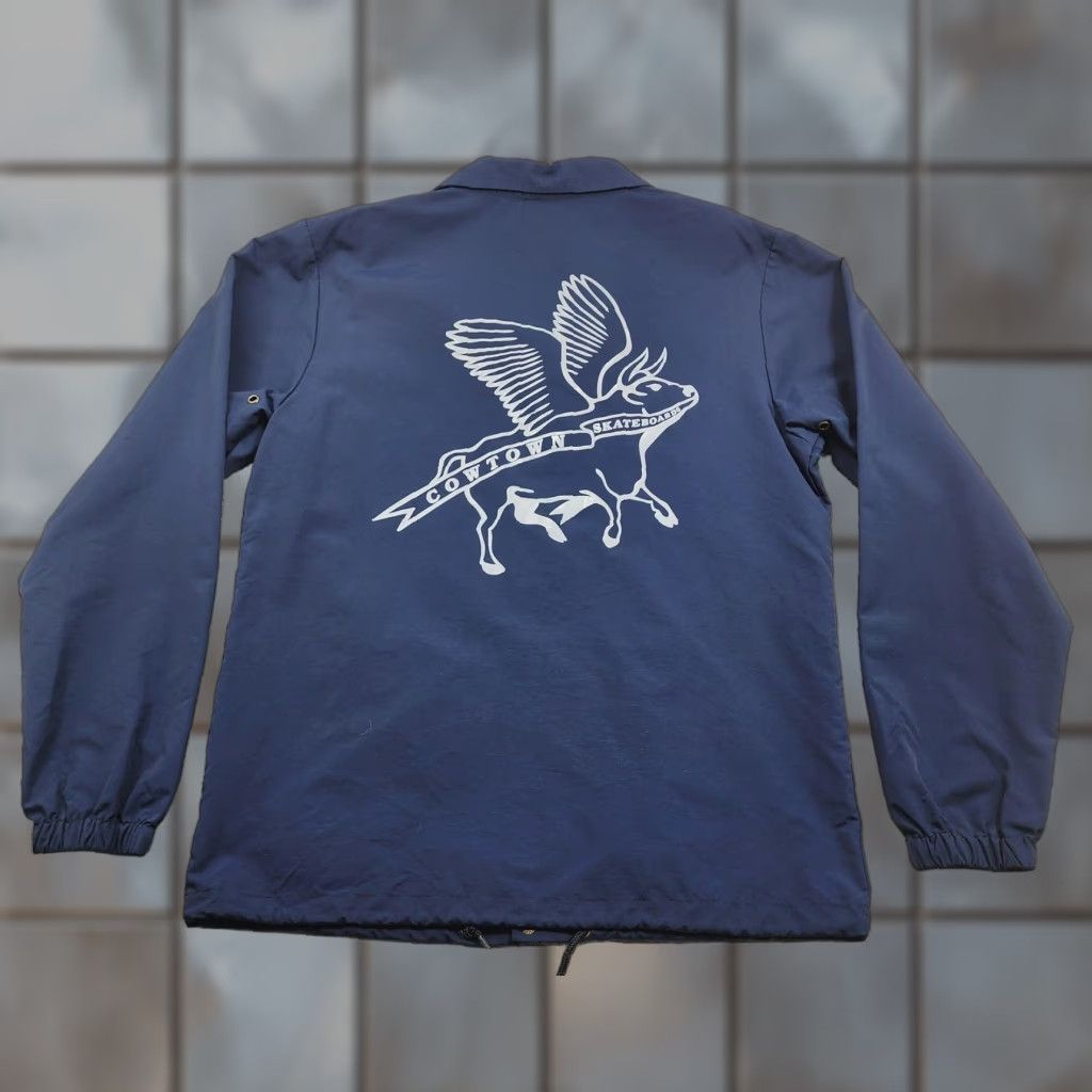 Vintage VINTAGE Cowtown Skateboards Jacket Windbreaker Mens XL Navy Snap Front Back Print Size US XL / EU 56 / 4 - 1 Thumbnail