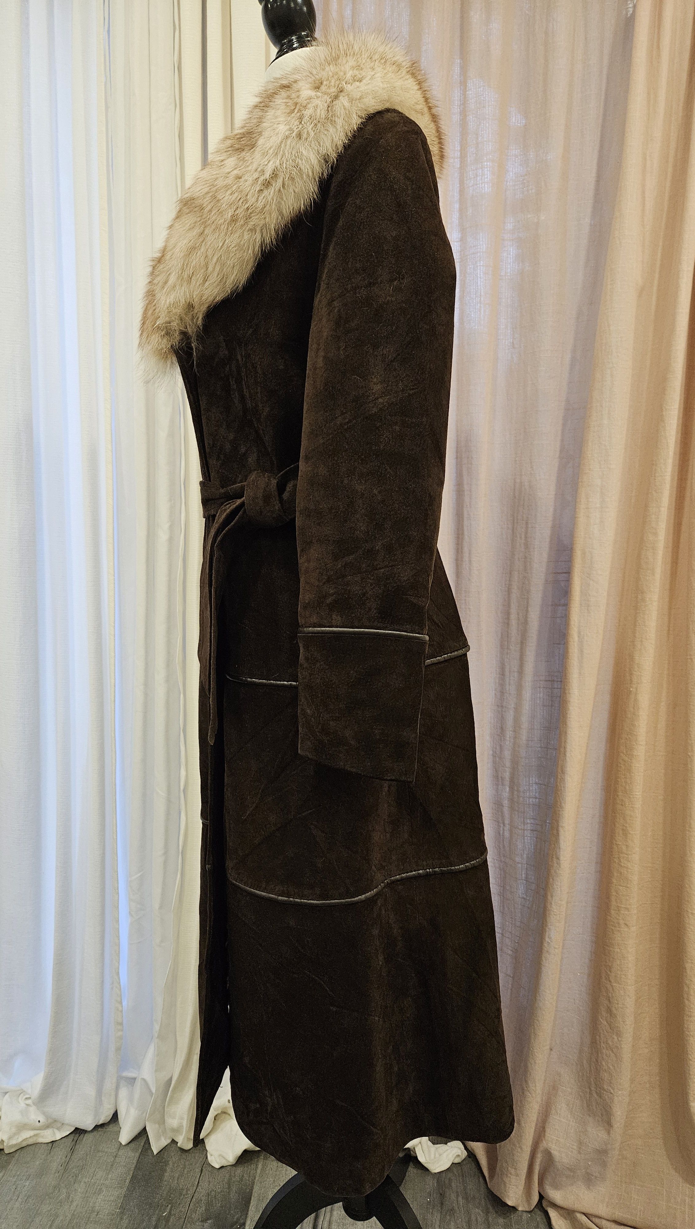 Vintage Vintage Suede Leather Fit-Flare Boho Princess Real Fur Coat Size M / US 6-8 / IT 42-44 - 17 Thumbnail