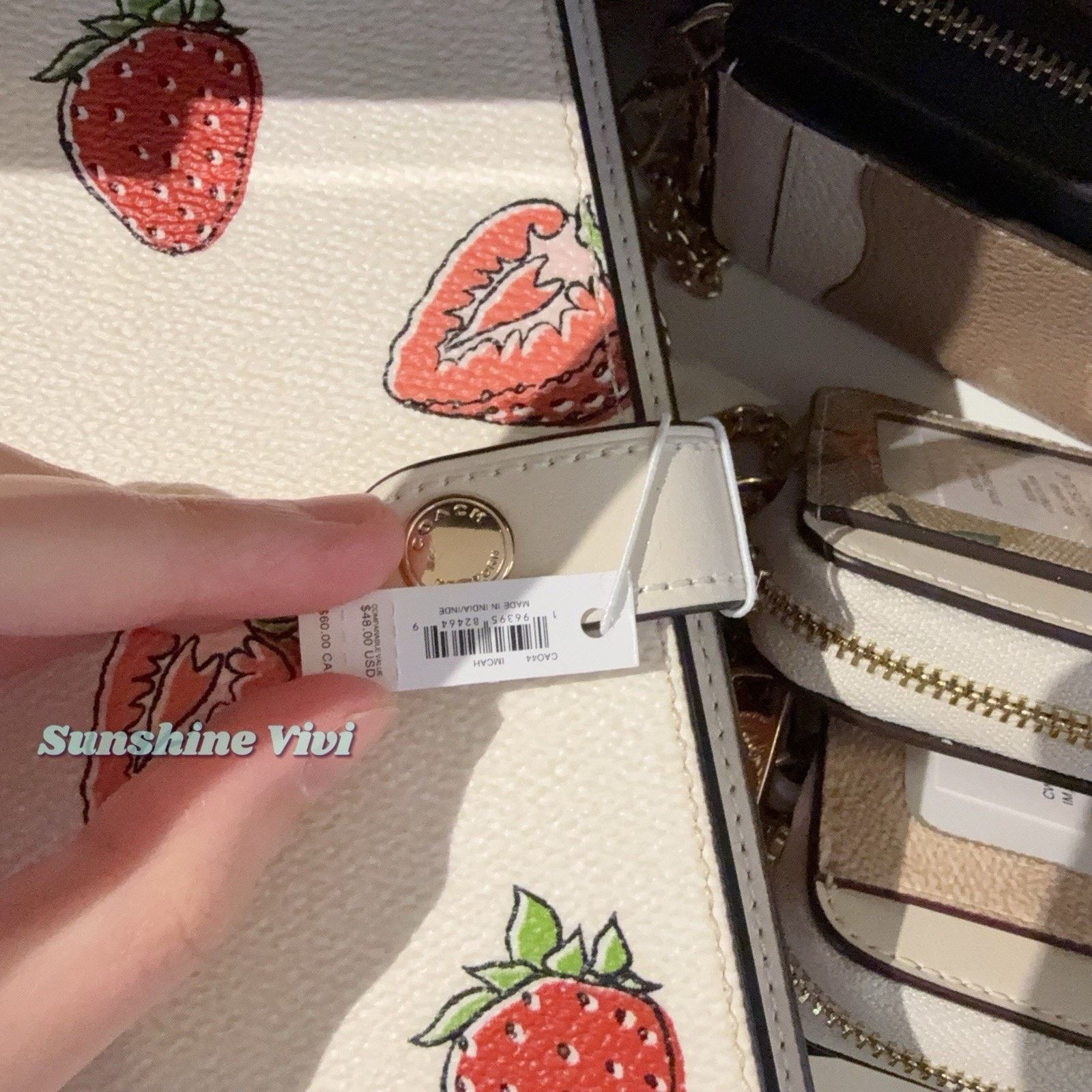 Coach NWT Coach Notebook With Strawberry Print Gold/Chalk CAO44 Size ONE SIZE - 3 Thumbnail