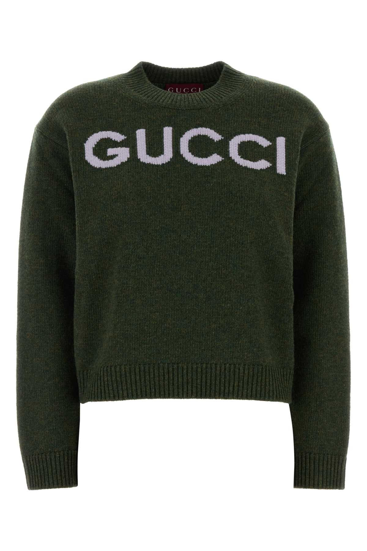 Gucci Bottle Green Wool Sweater Size L / US 10 / IT 46 - 1 Thumbnail